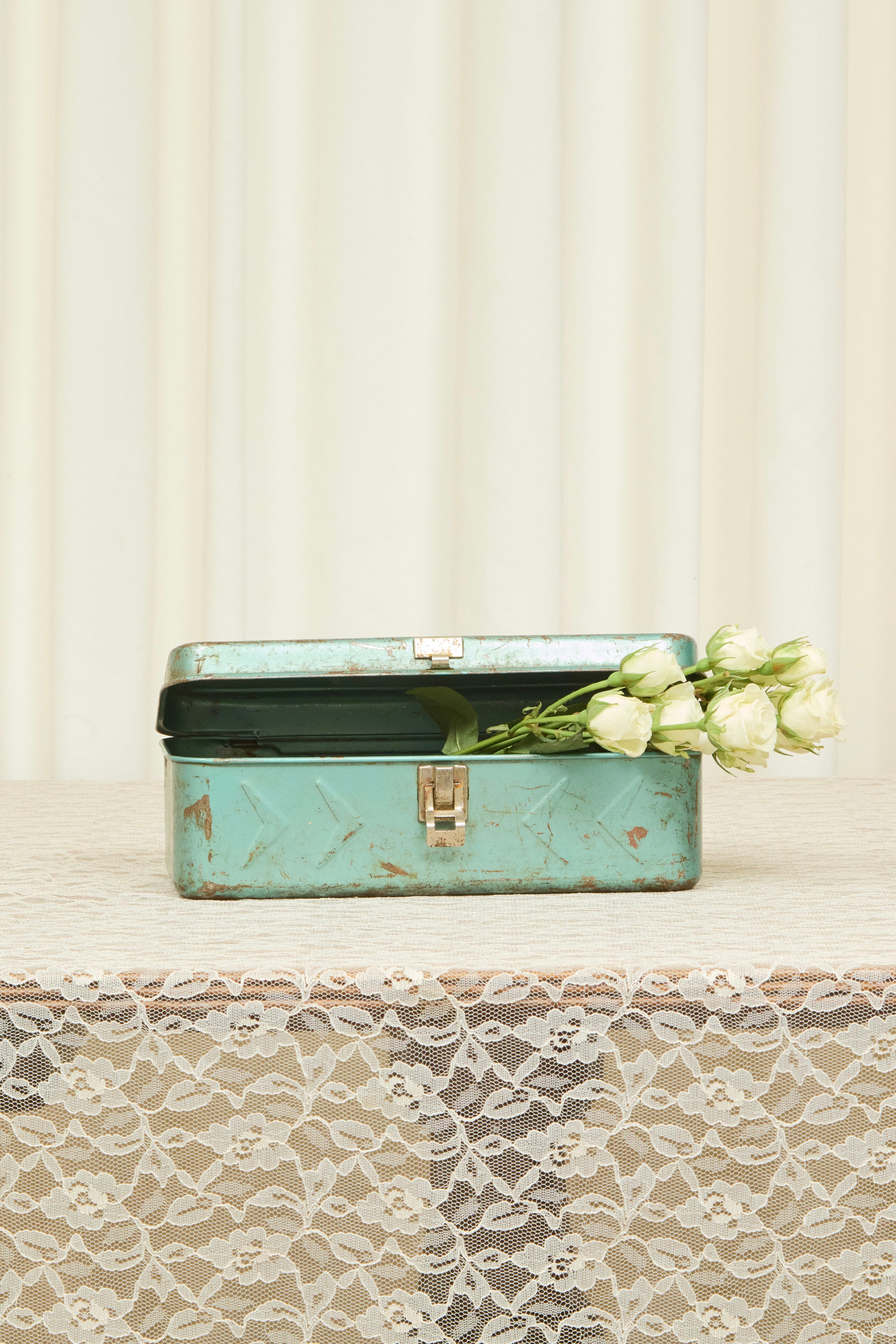 Vintage Turquoise Metal Box