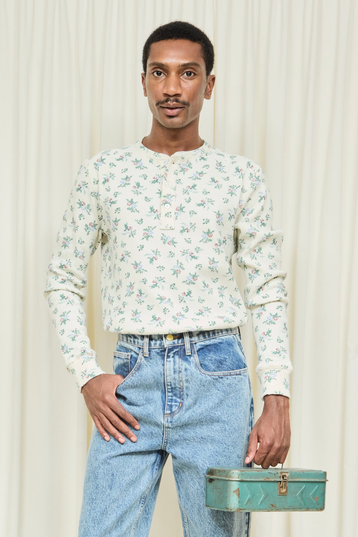 Danbury Floral Waffle Henley