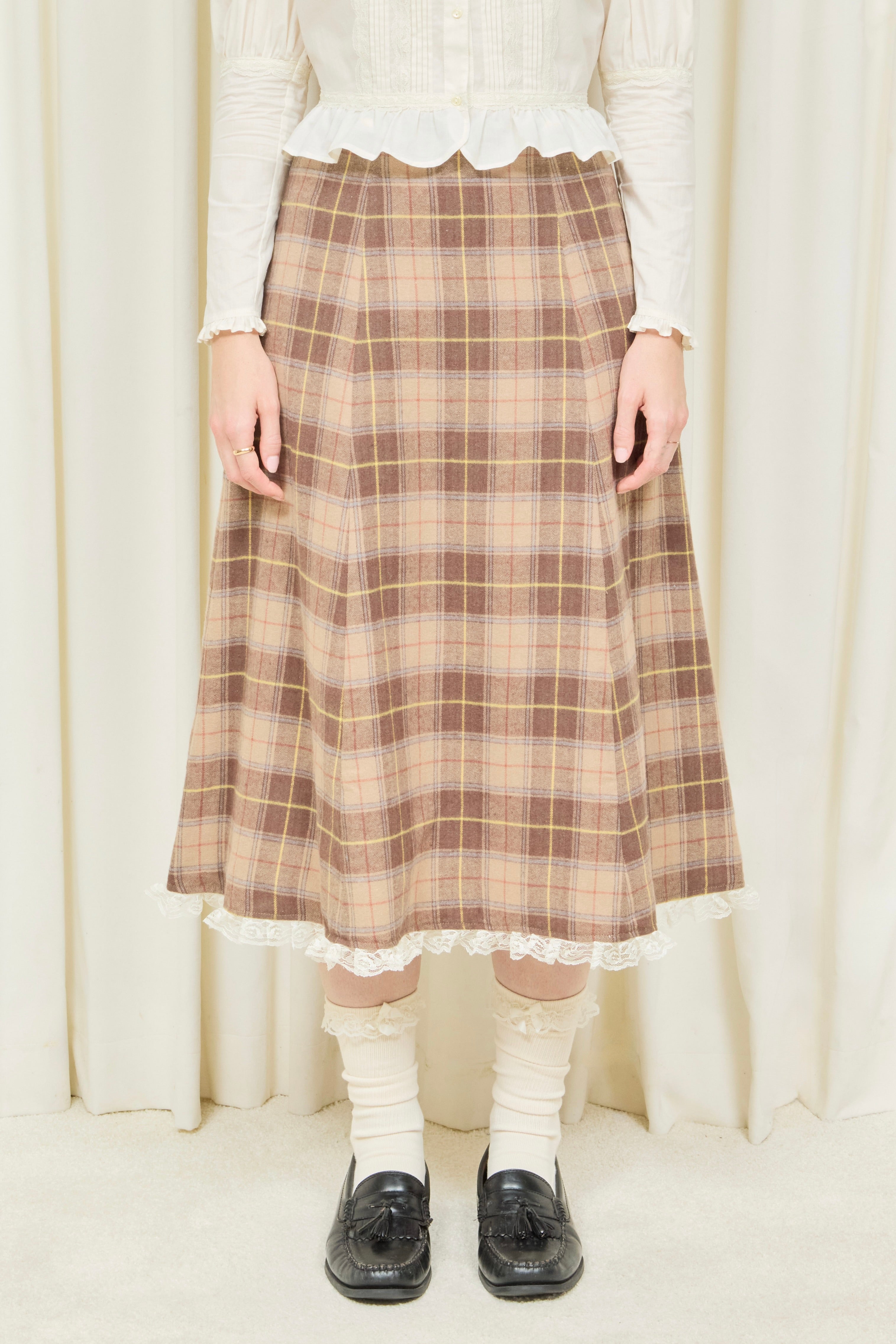 Wilma Plaid Flannel Midi Skirt