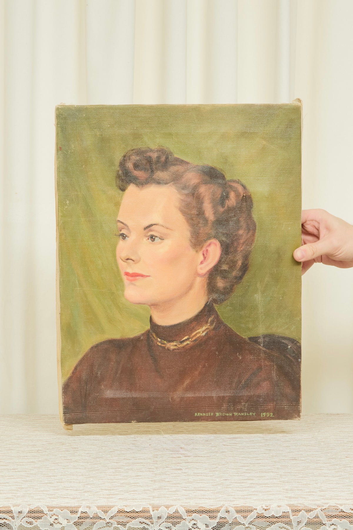 Vintage Female Portrait Painting (1952)