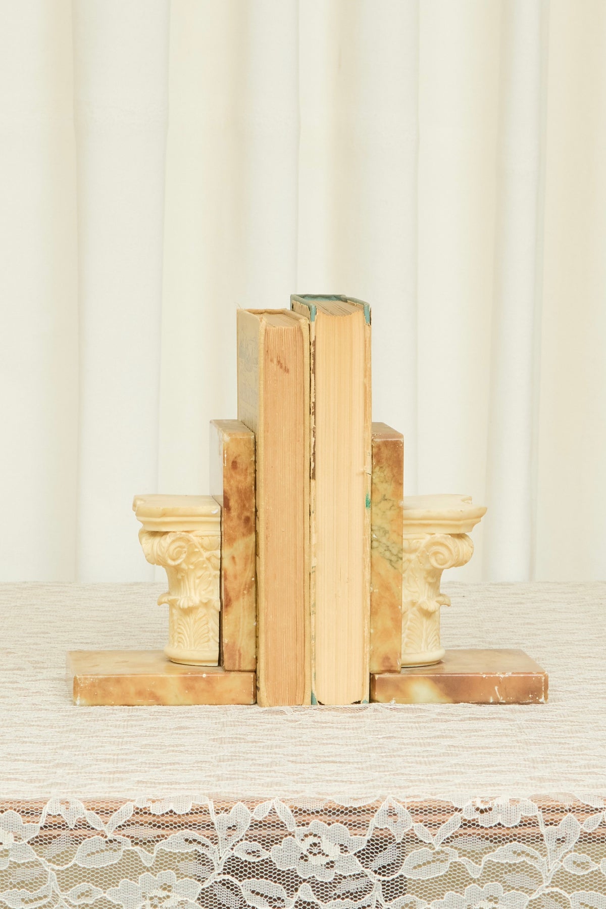 Vintage Marble Column Bookends Set/2