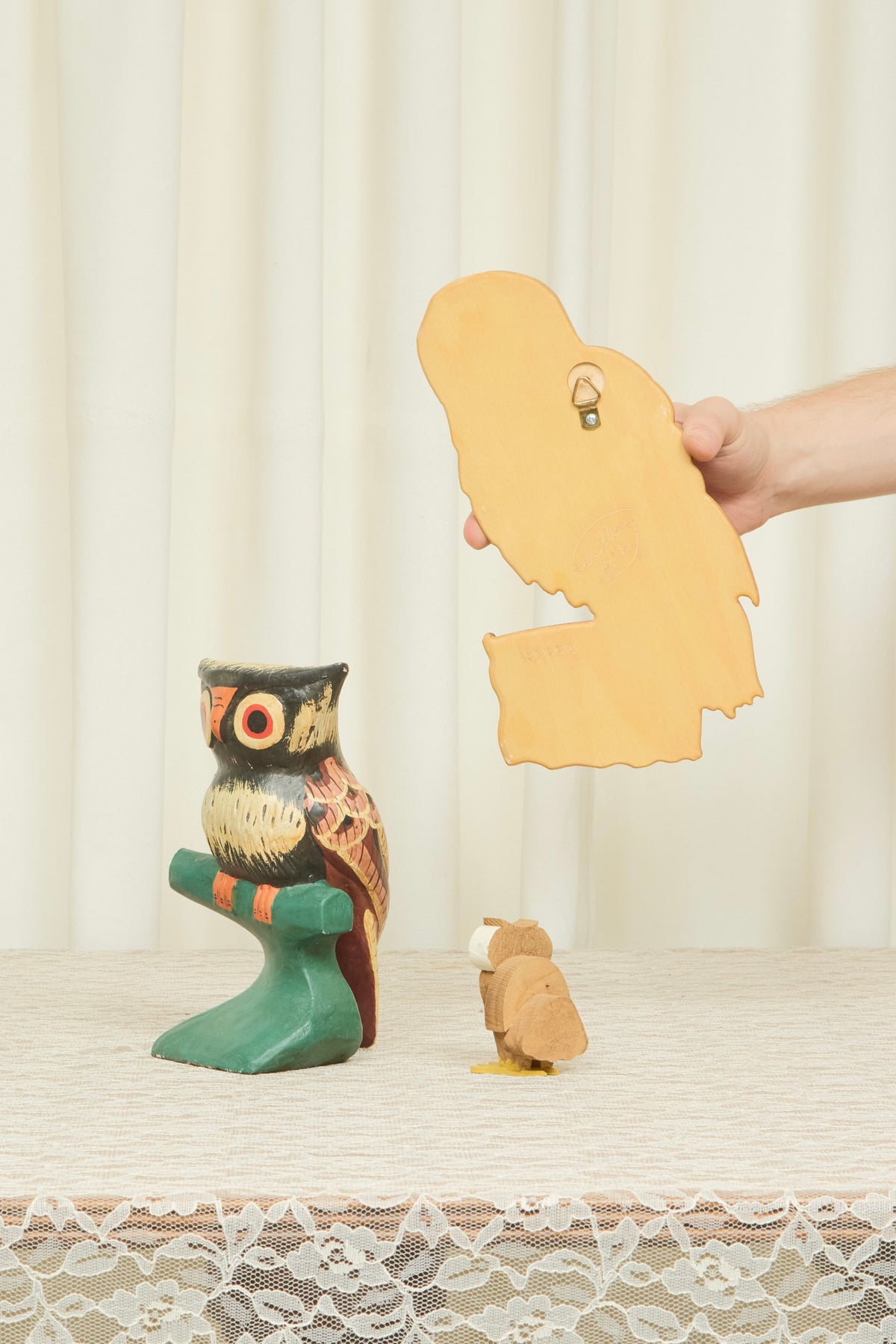 Vintage Wooden Owl Set/3