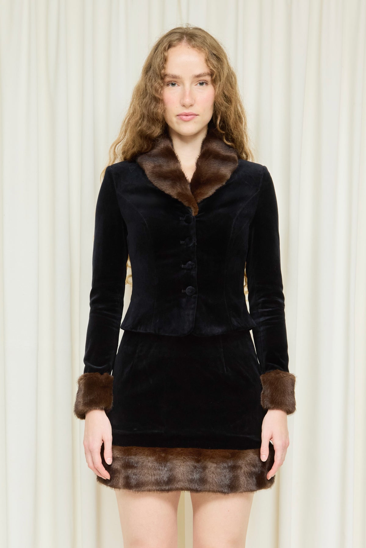 Tessie Faux Fur Trim Mini Skirt