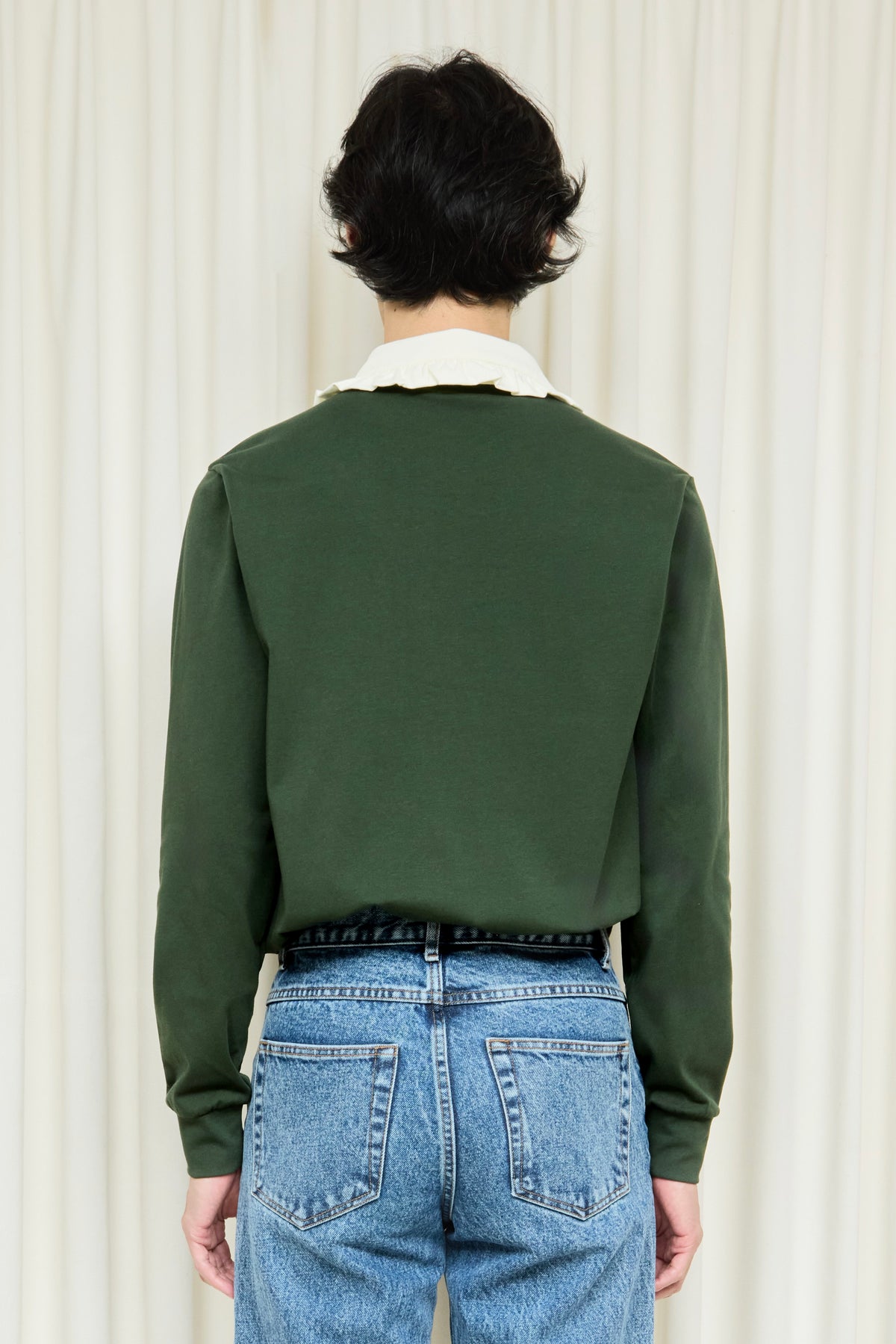Frank Ruffle Collar Long Sleeve Polo