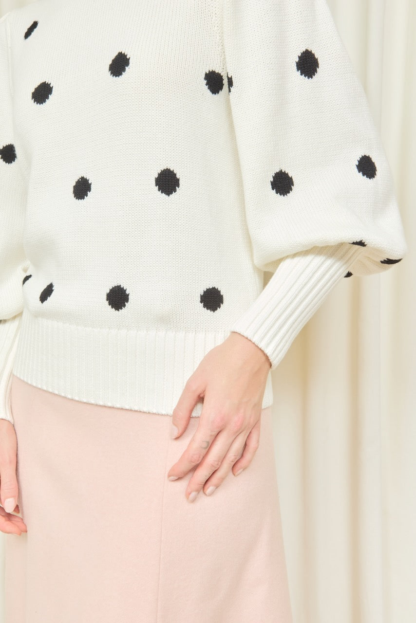 Fannie Puff Sleeve Polkadot Sweater