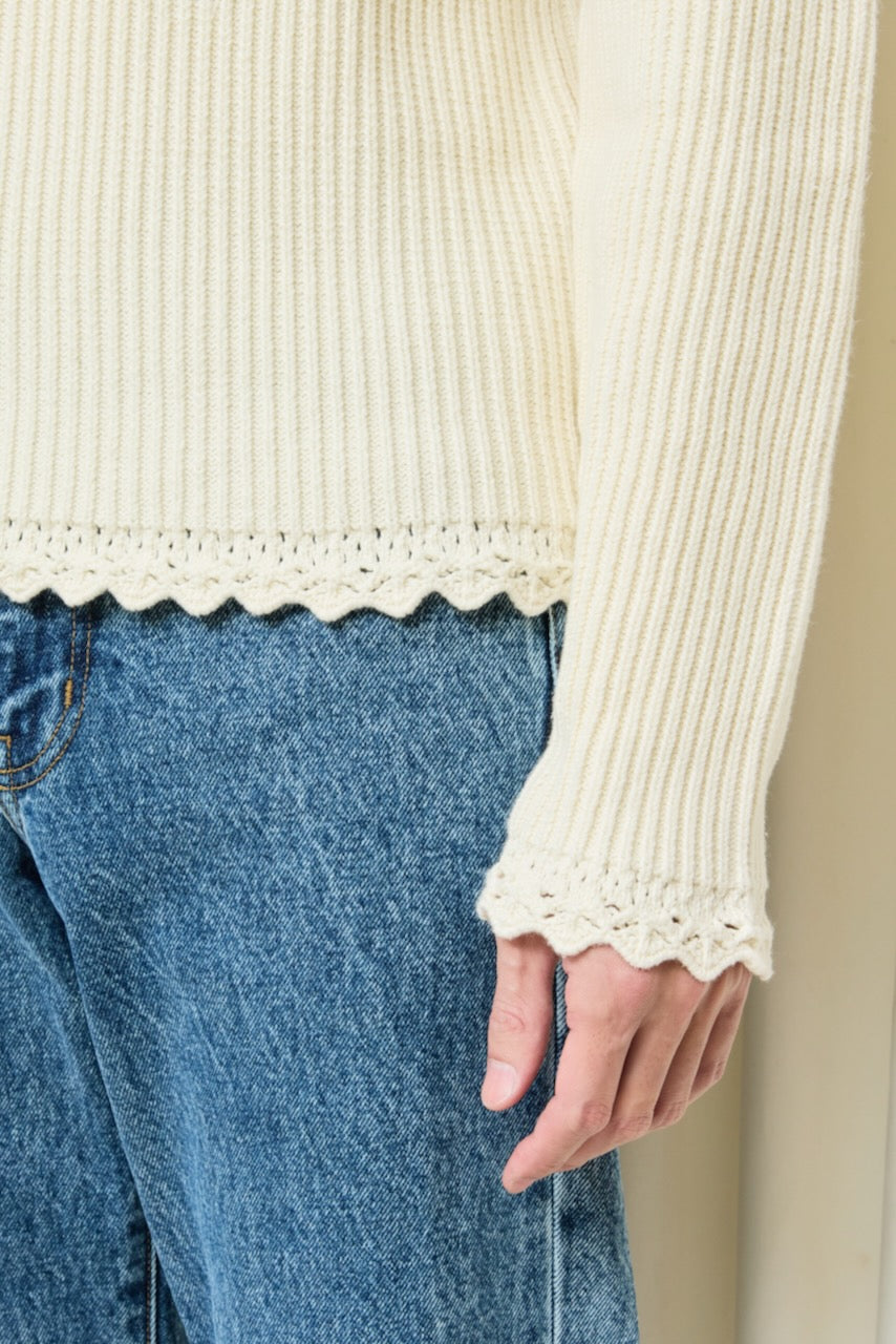 Prudence Crochet Edge Turtleneck Sweater