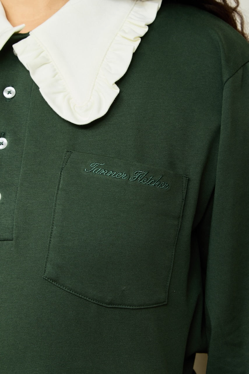 Frank Ruffle Collar Long Sleeve Polo