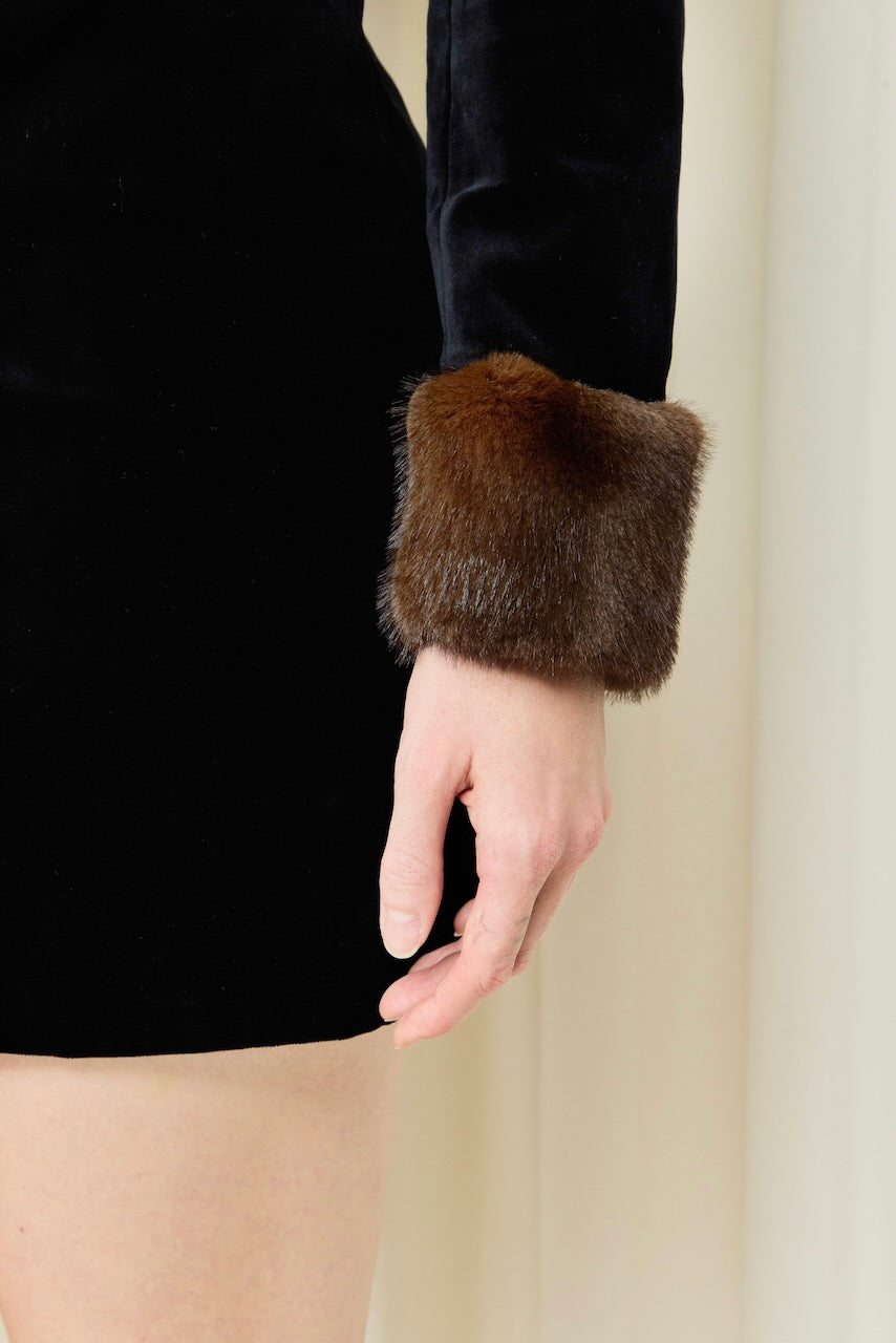 Antoinette Faux Fur Collar Mini Dress