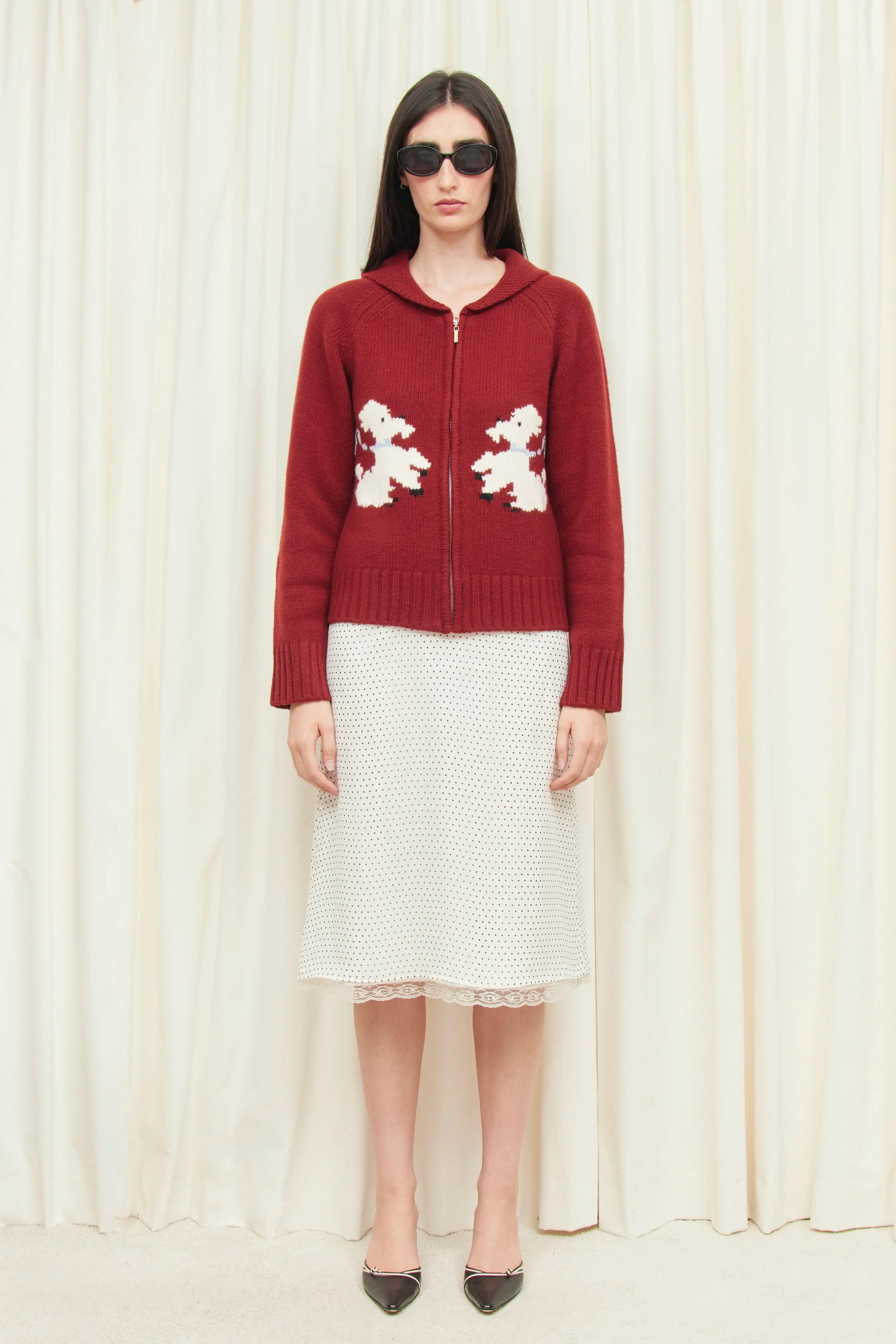 Wellington Poodle Zip-Up Sweater