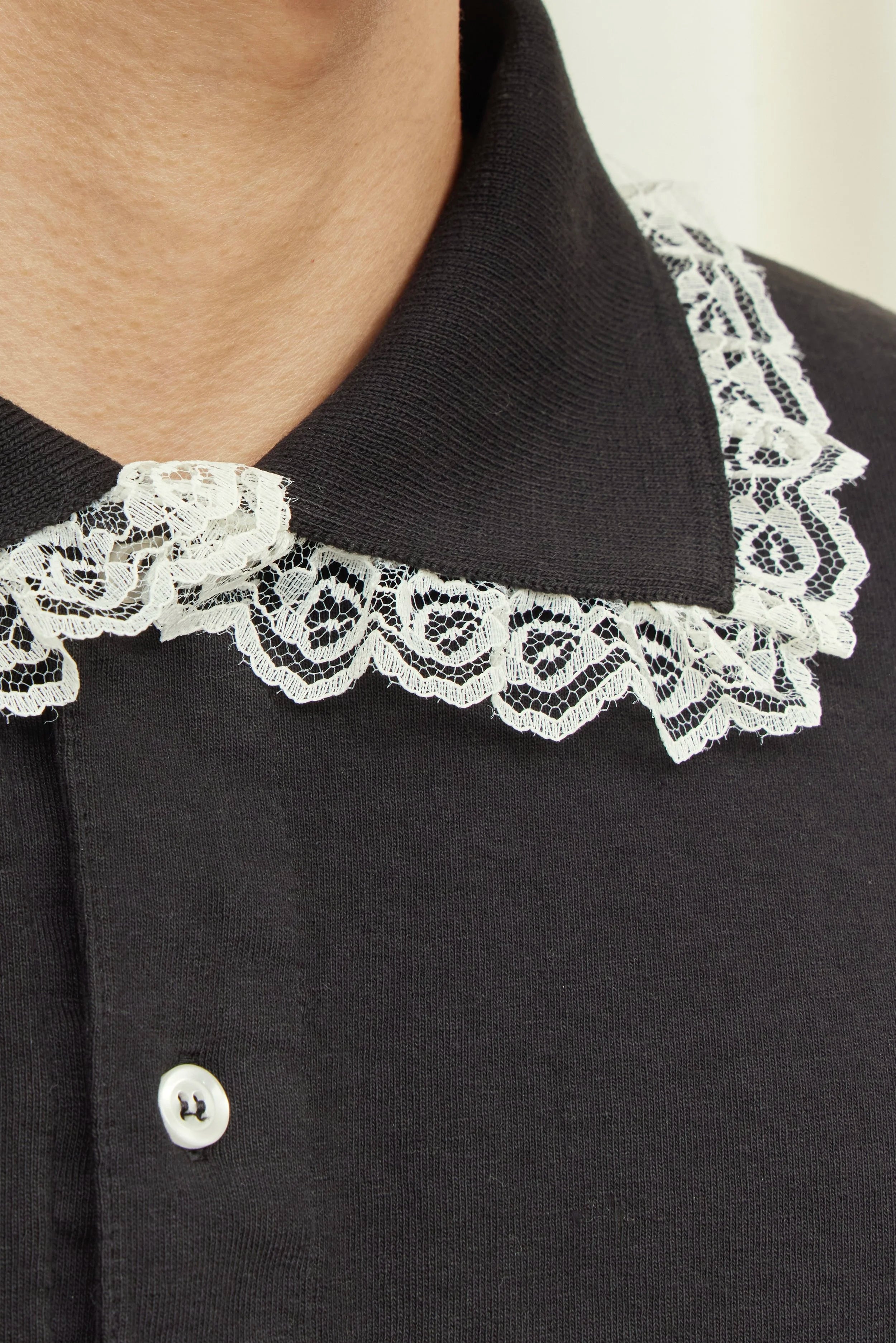 Cletus Lace Trim Long Sleeve Polo