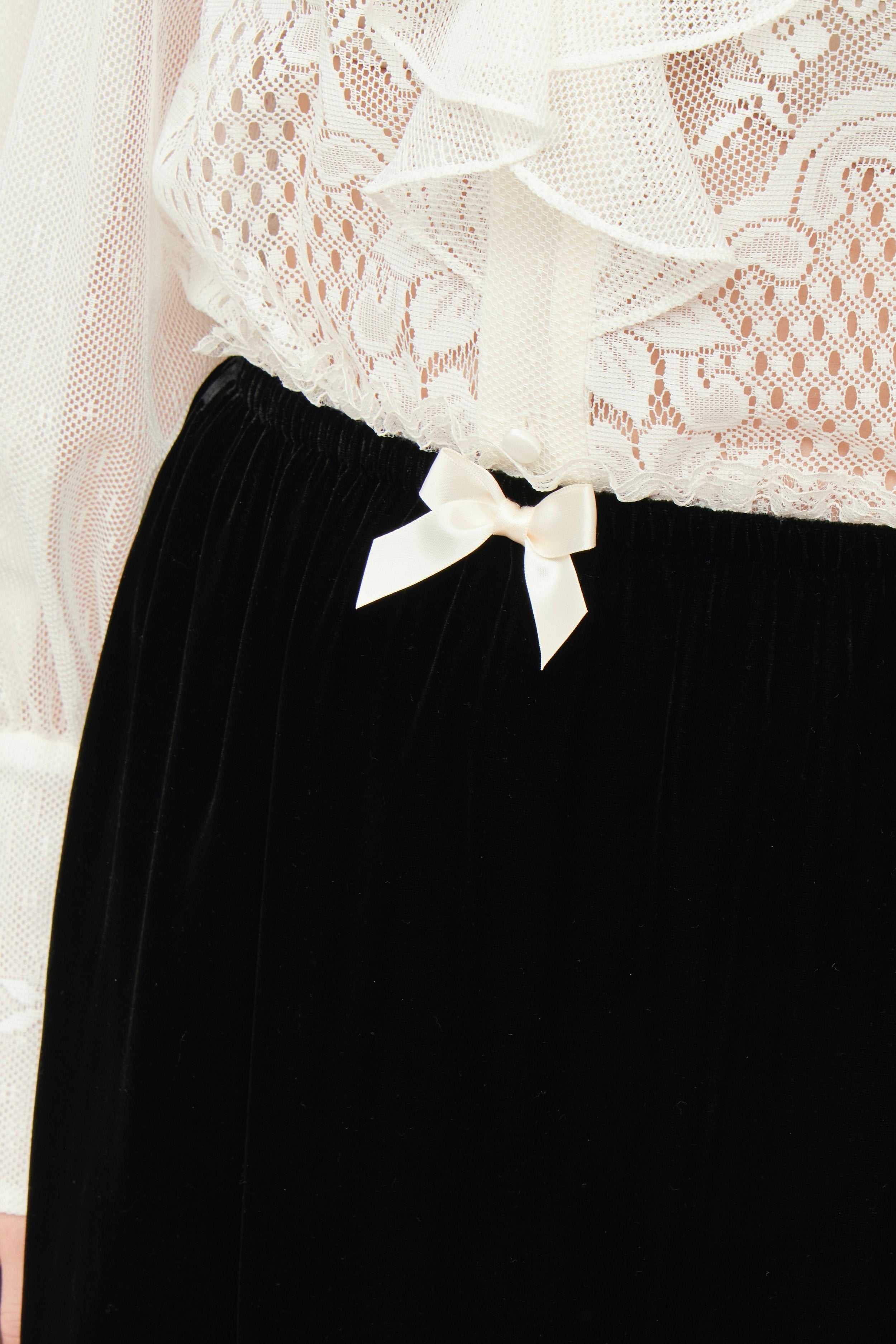 Celerie Lace Trim Velvet Slip Skirt