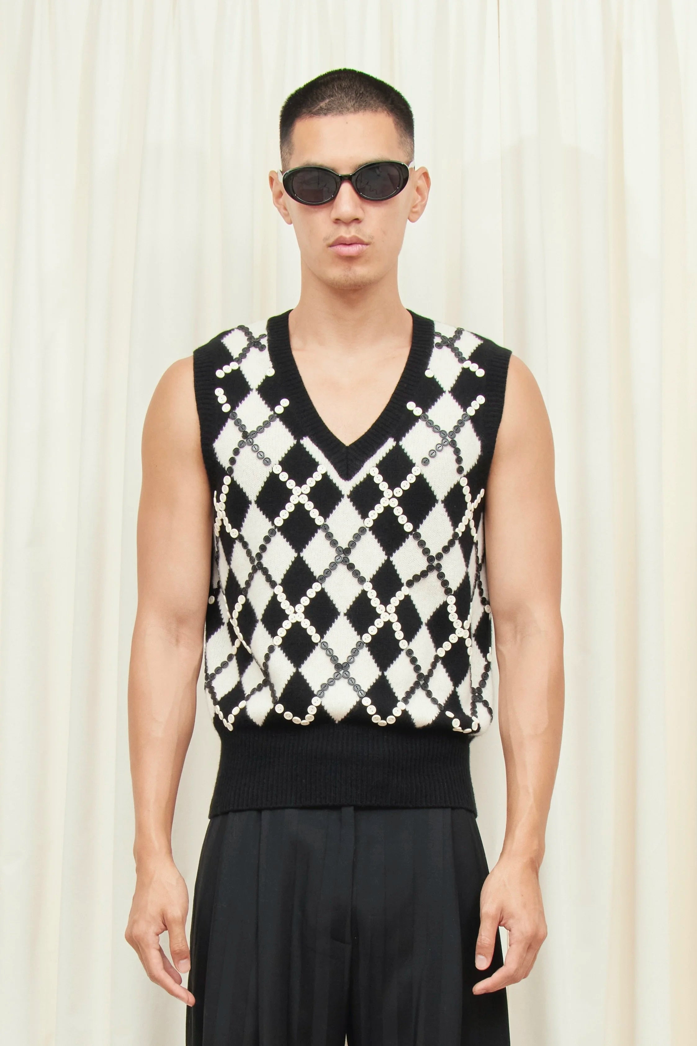 Winston Button Embellished Sweater Vest