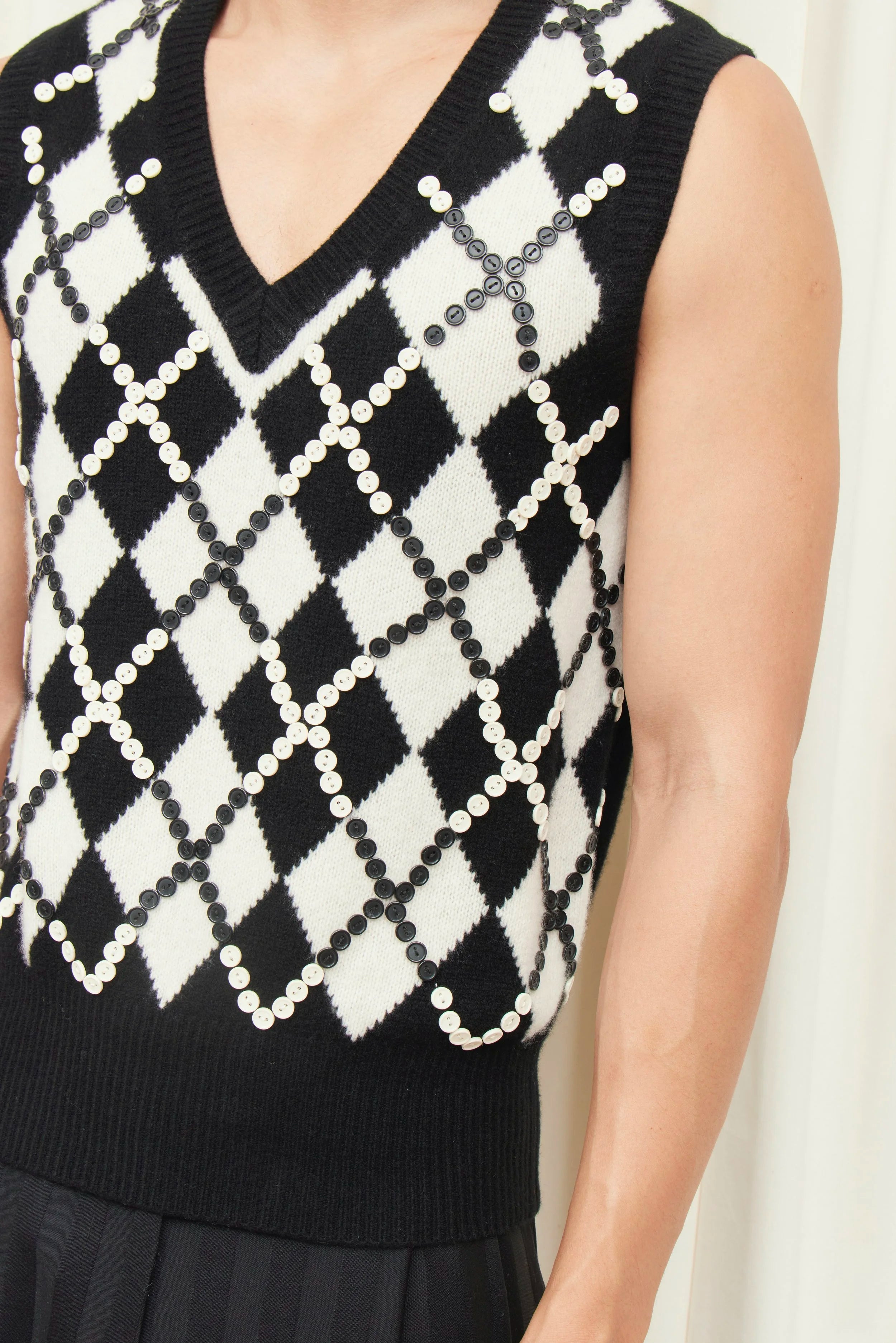 Winston Button Embellished Sweater Vest