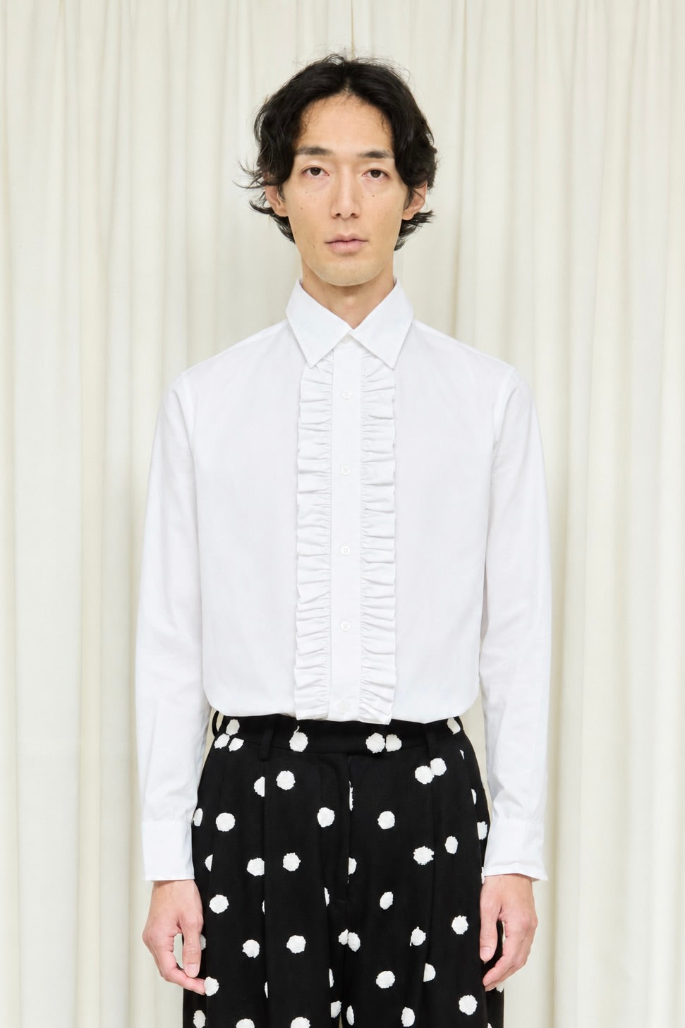 Freddie Ruffle Placket Button Down Shirt