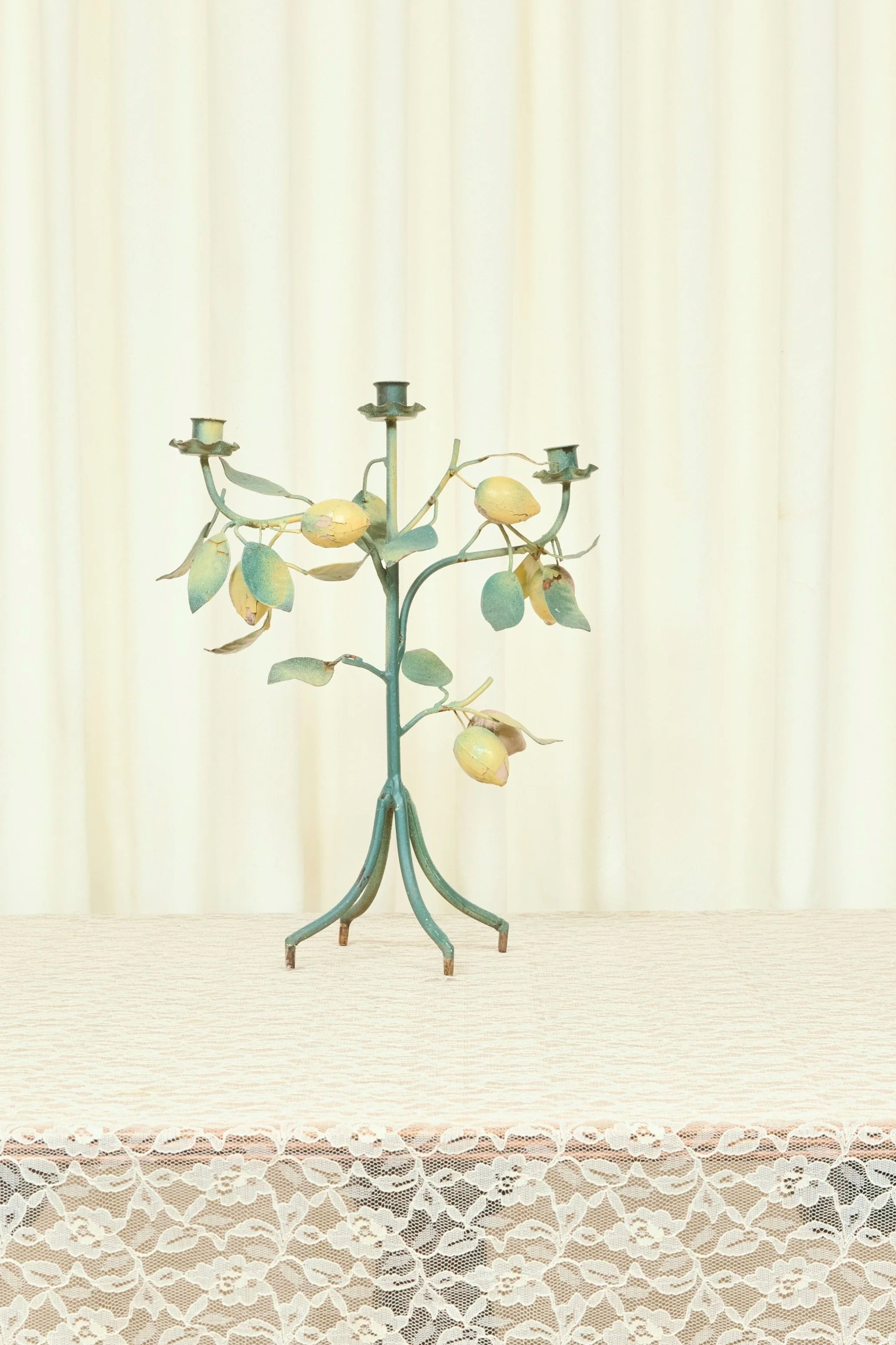 Vintage Metal Lemon Candle Holder