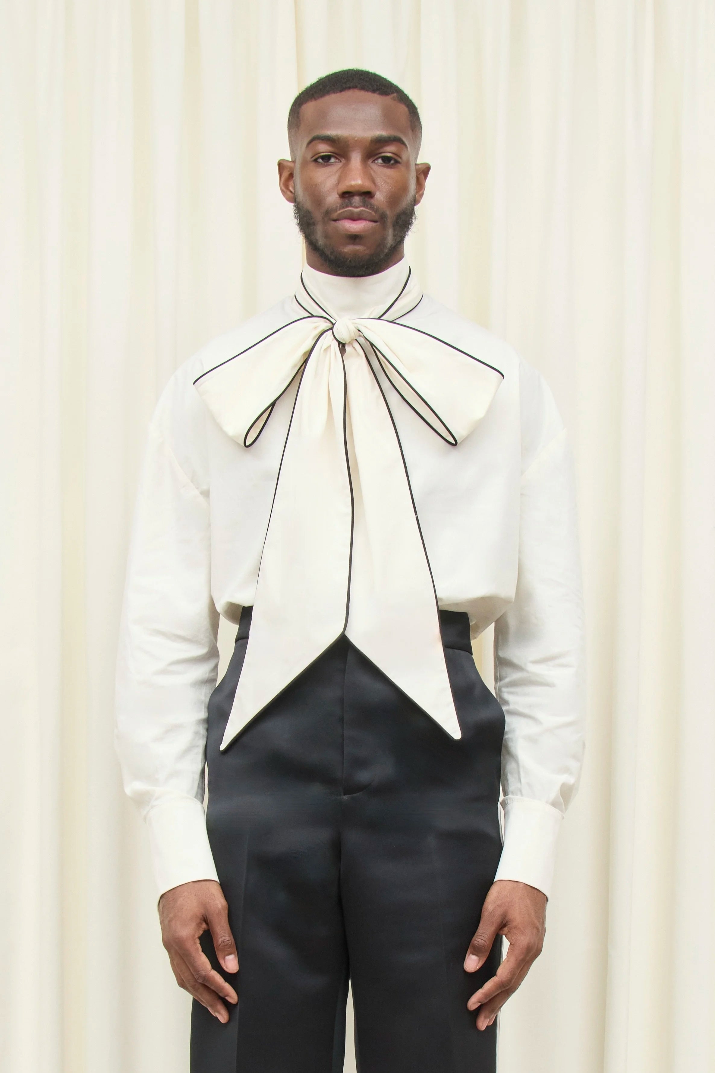 Laurence Piped Pussybow Shirt