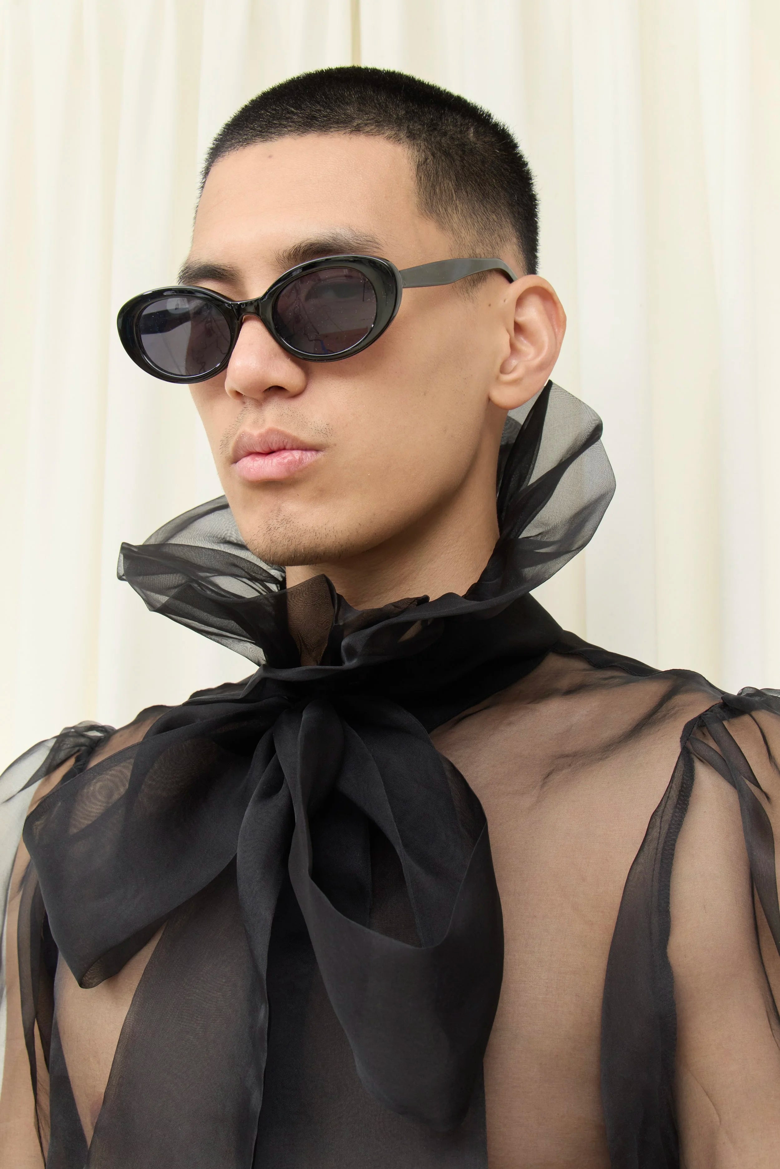 Simone Sheer Organza Pussybow Blouse