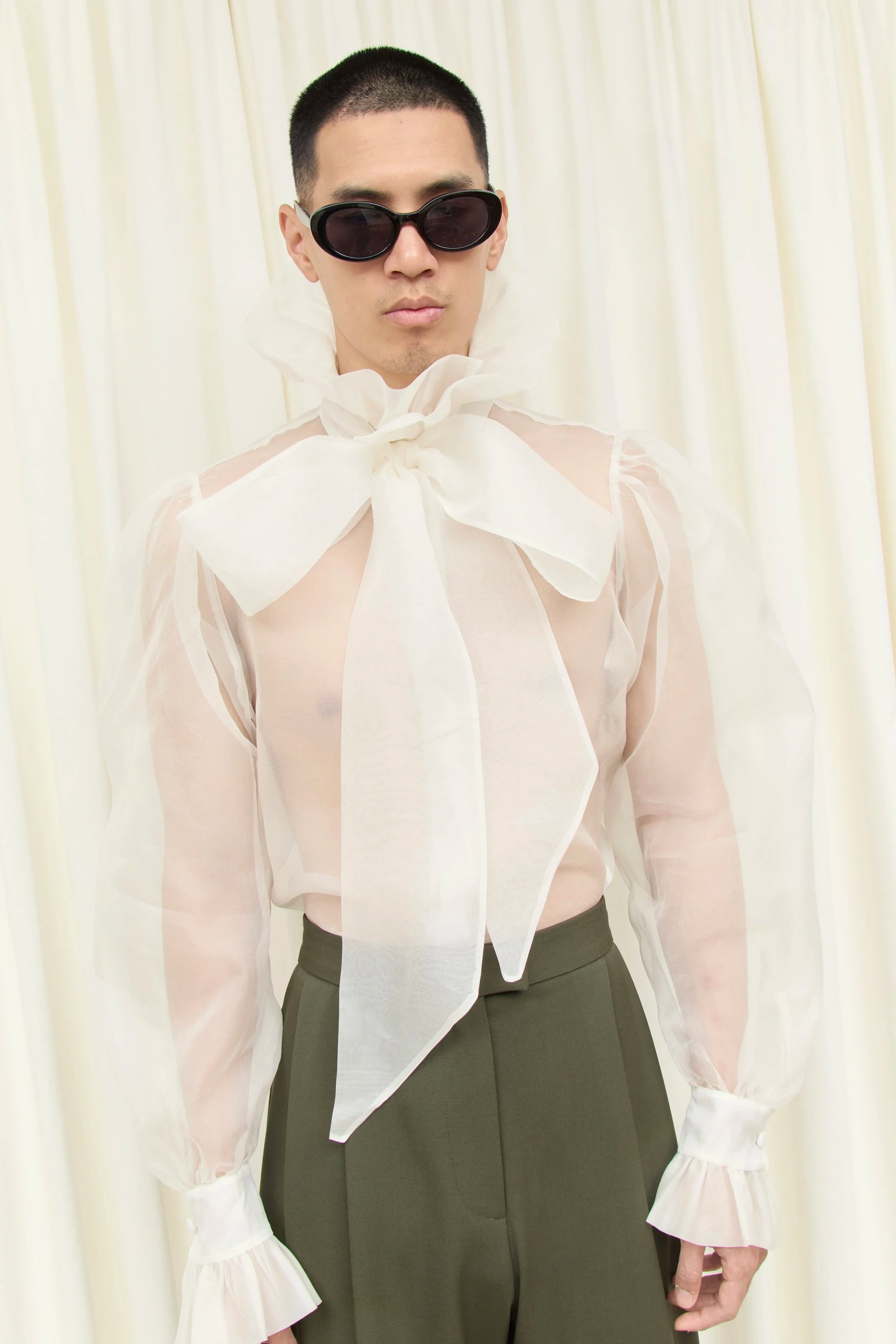 Simone Sheer Organza Pussybow Blouse
