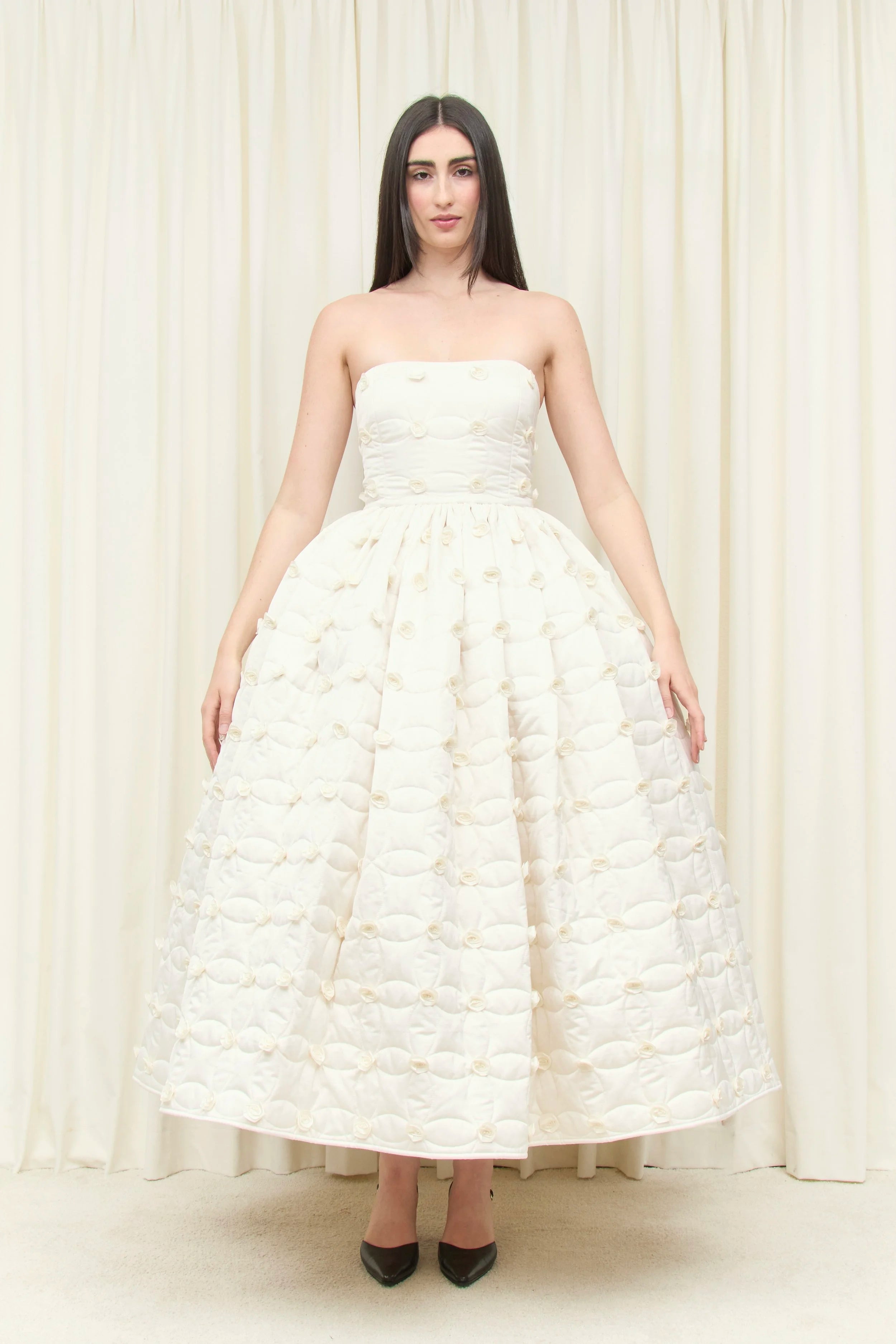 Lucille Quilted Rosette Layered Ballgown