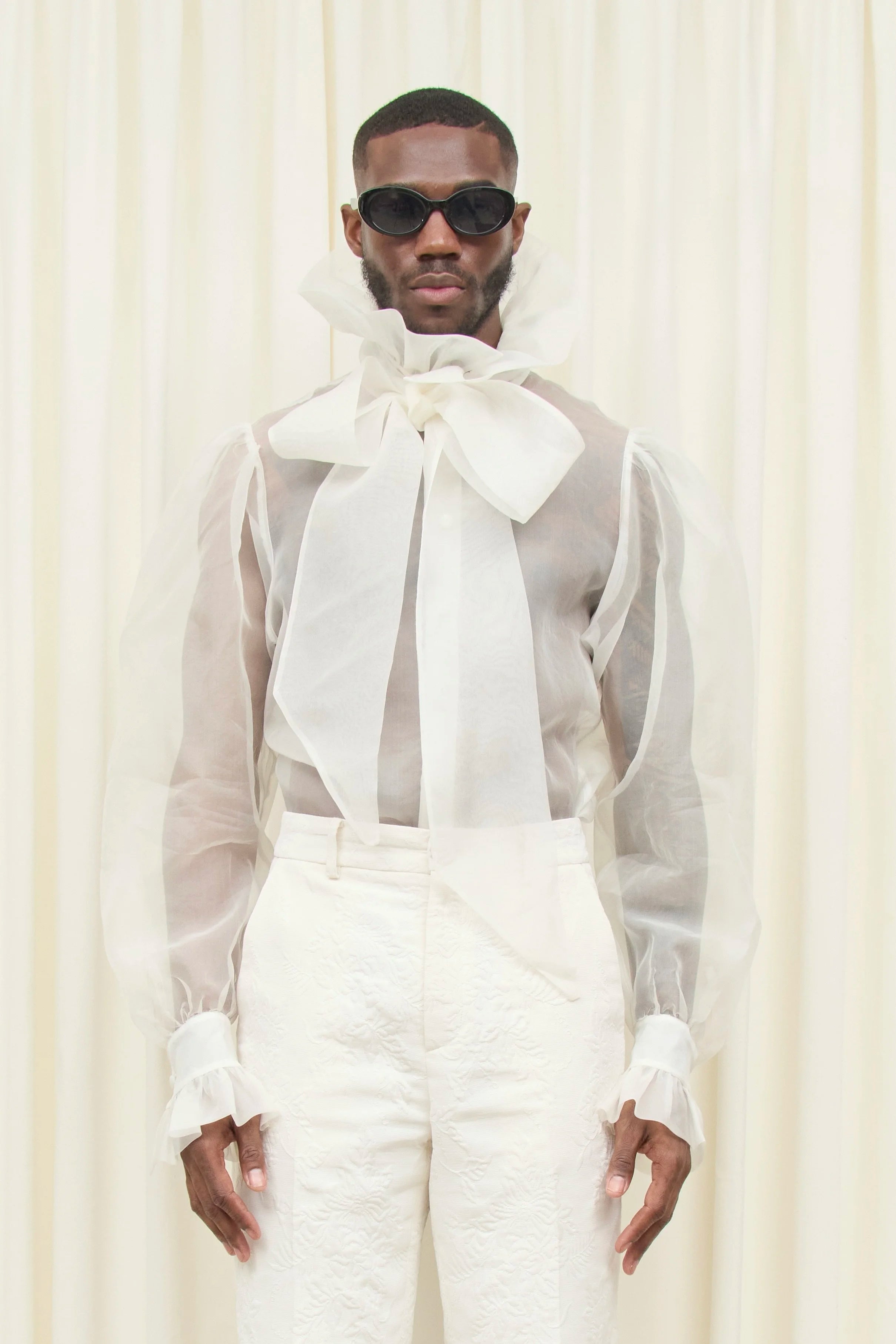 Simone Sheer Organza Pussybow Blouse