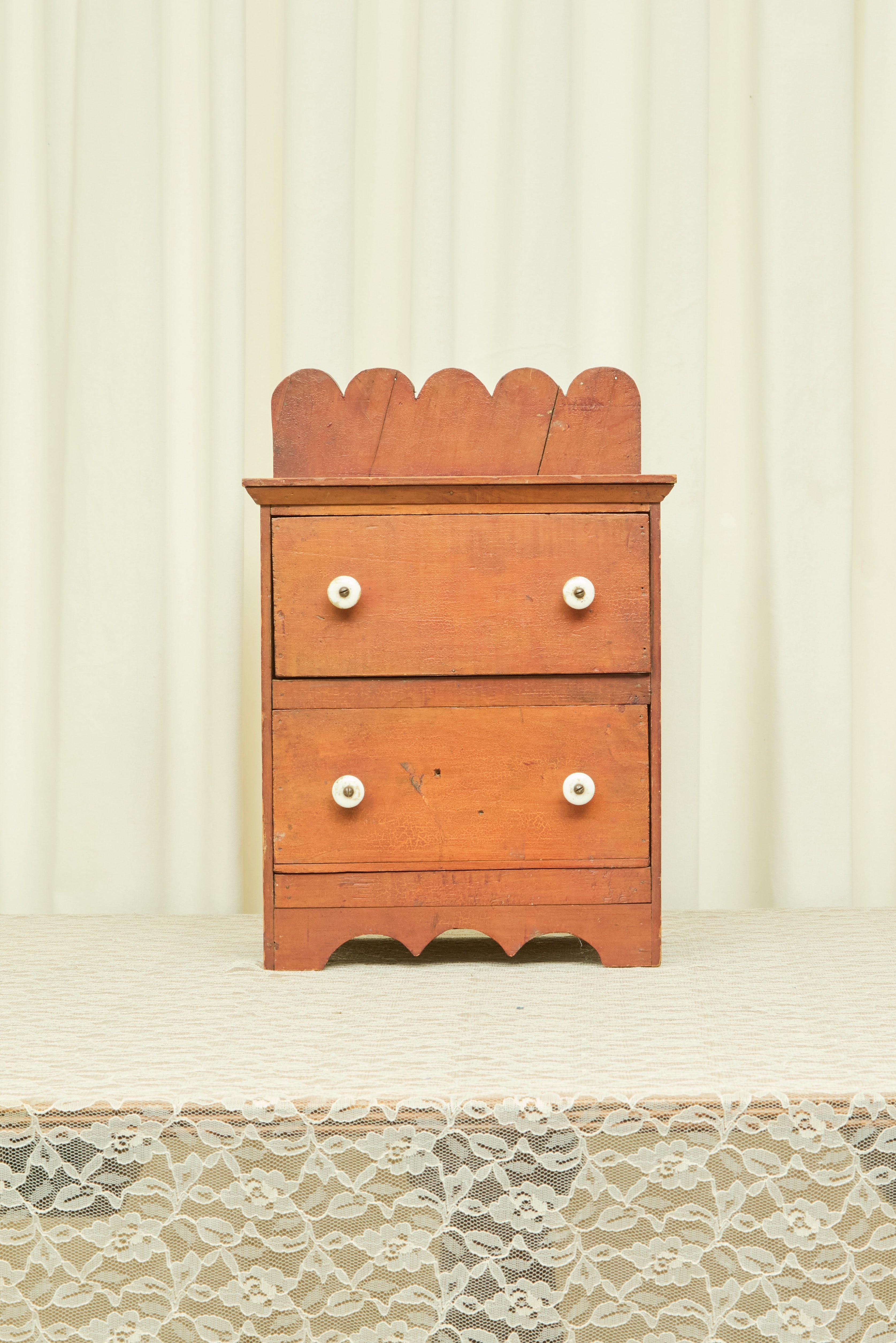 Antique Scalloped Mini Dresser/Jewelry Box