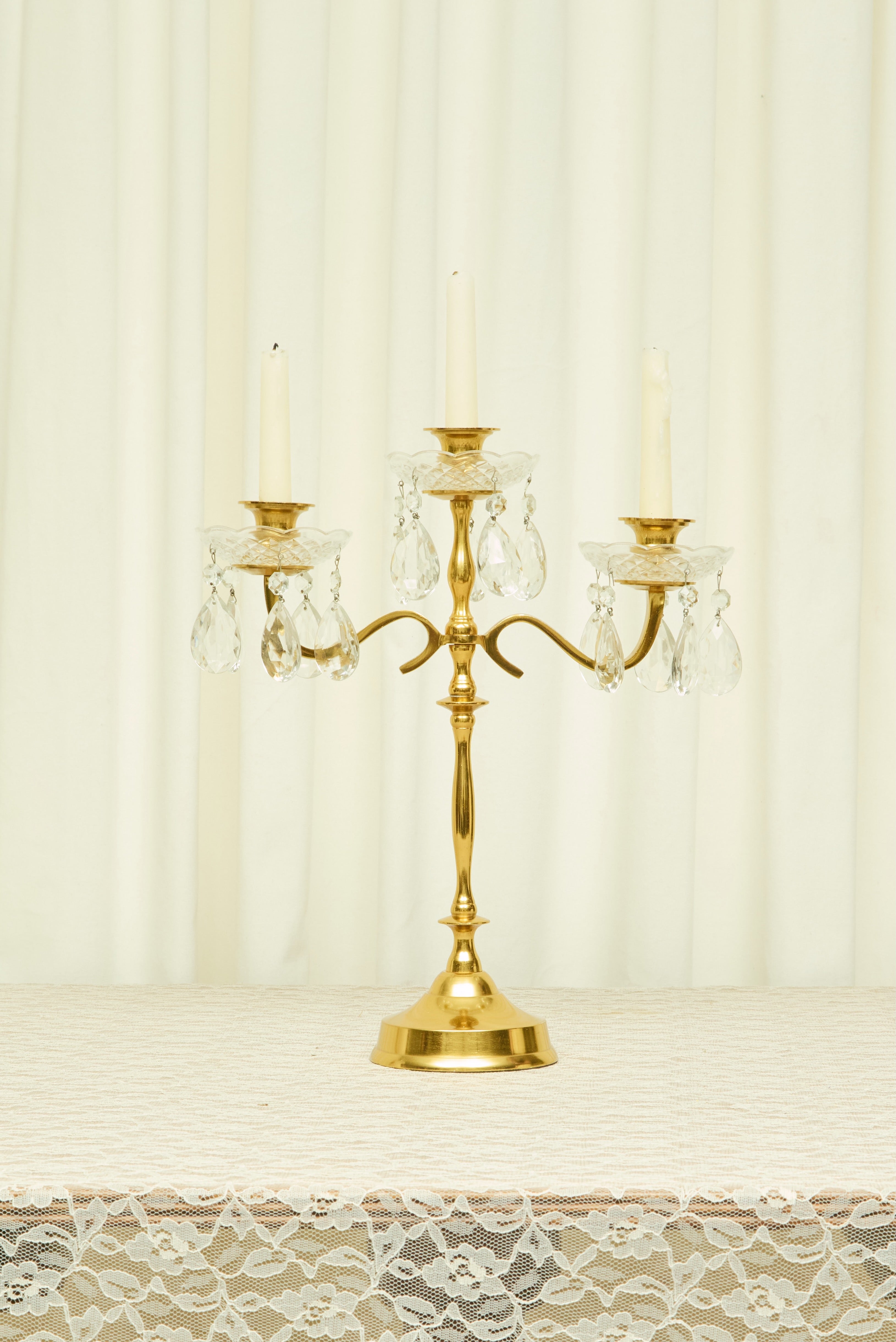 Vintage Brass/Crystal Candelabra