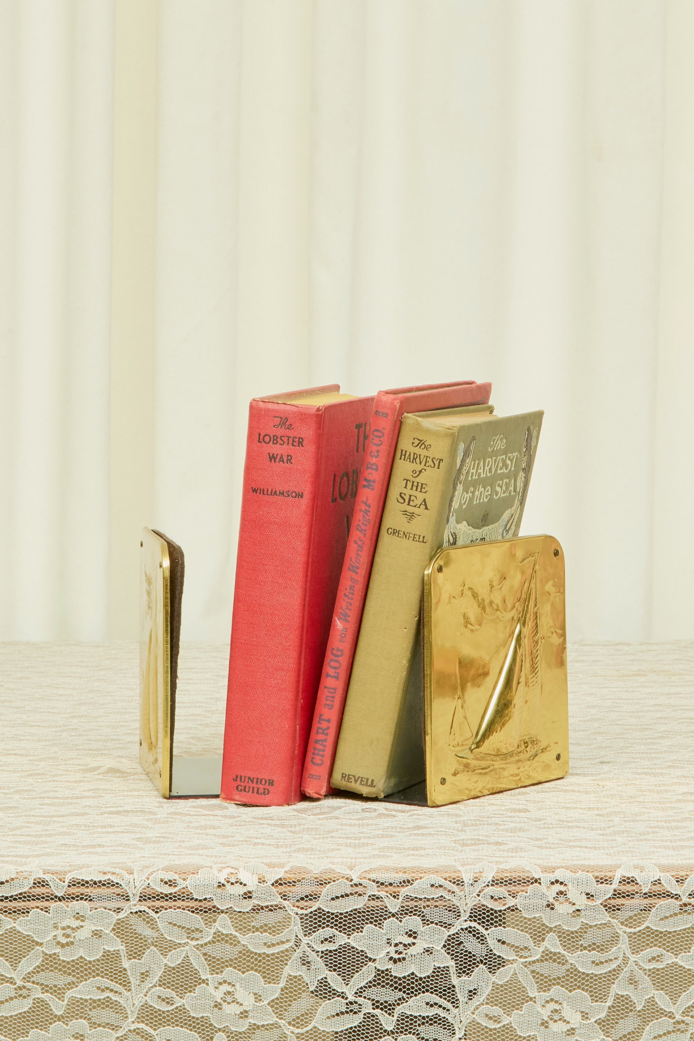 Vintage Brass Sailboat Bookends Set/2