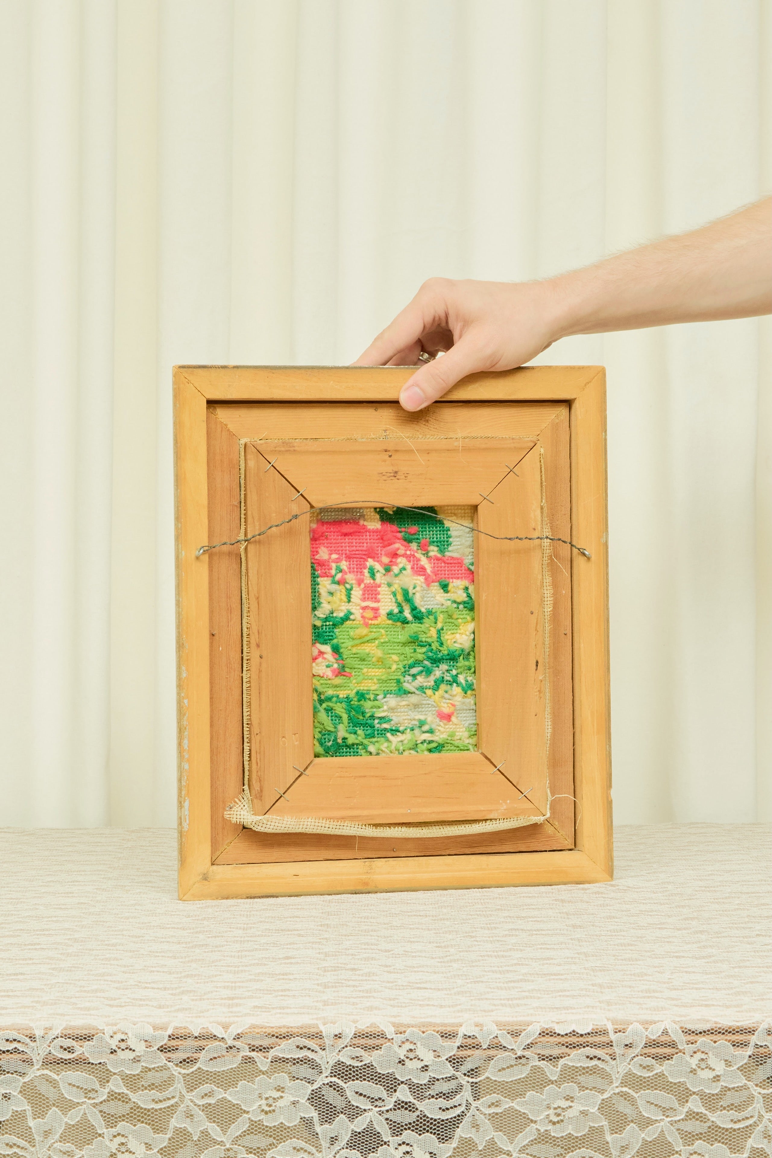 Vintage Cottage Framed Needlepoint