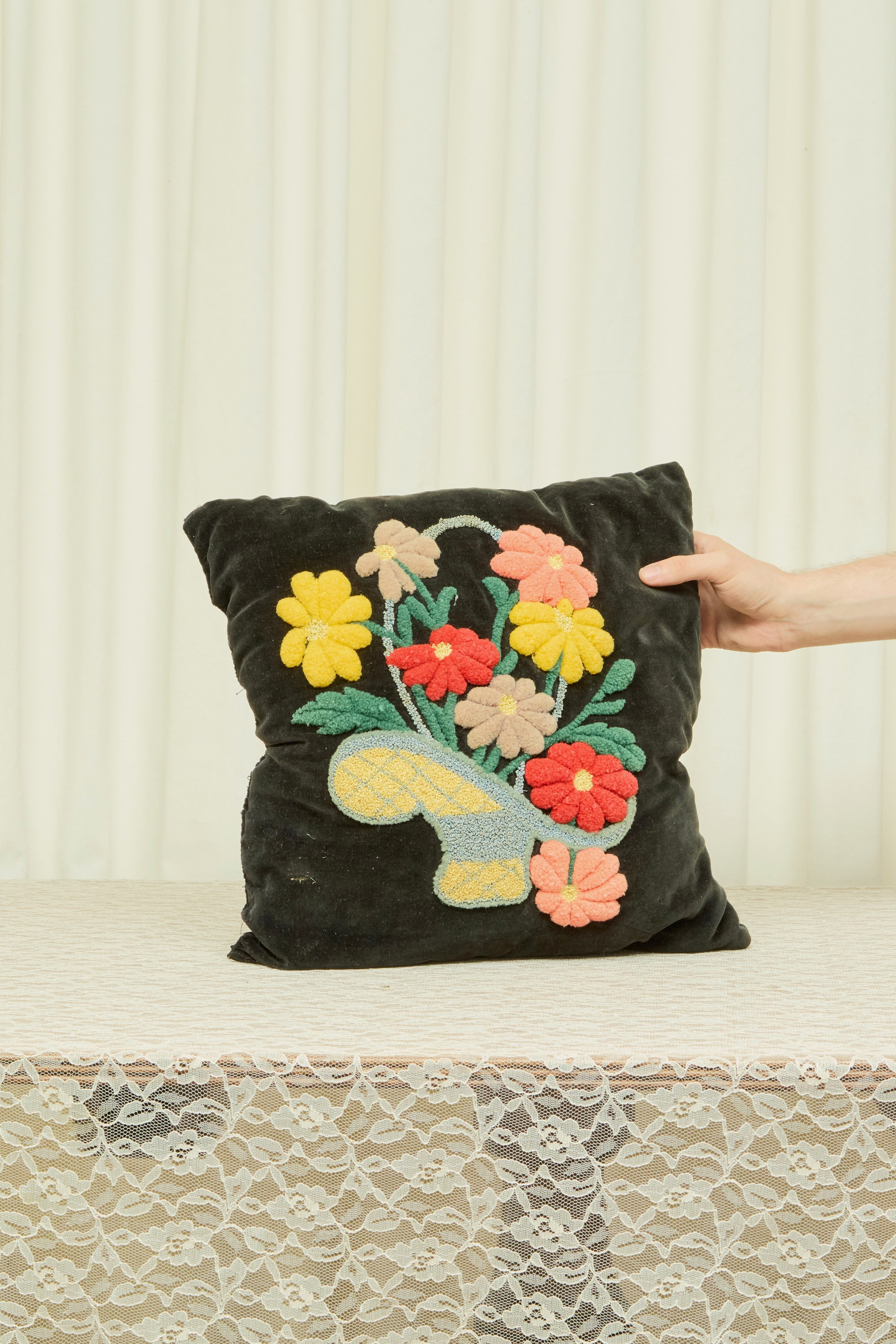 Vintage Floral Velvet Pillow