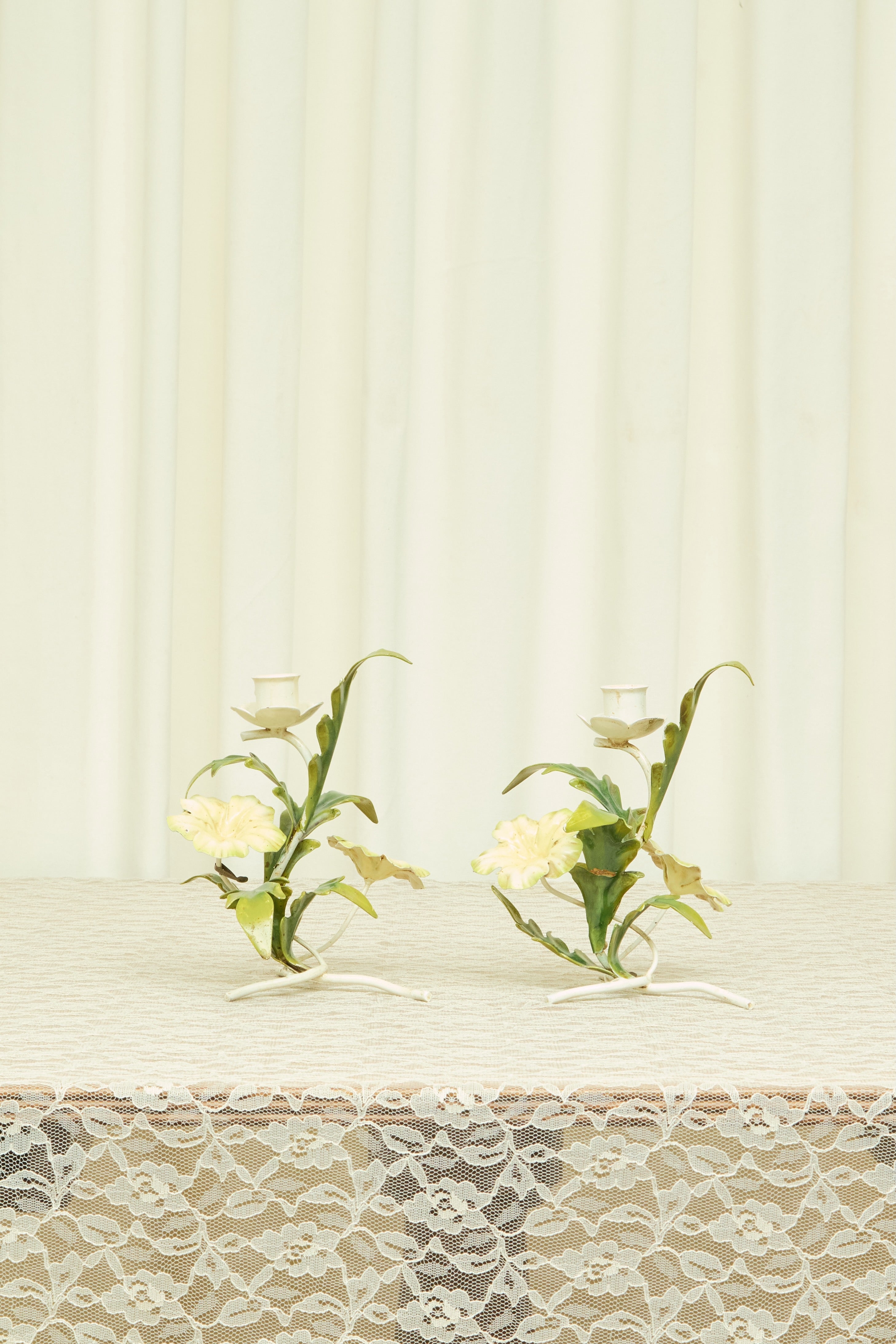 Vintage Flower Candle Holders Set/2