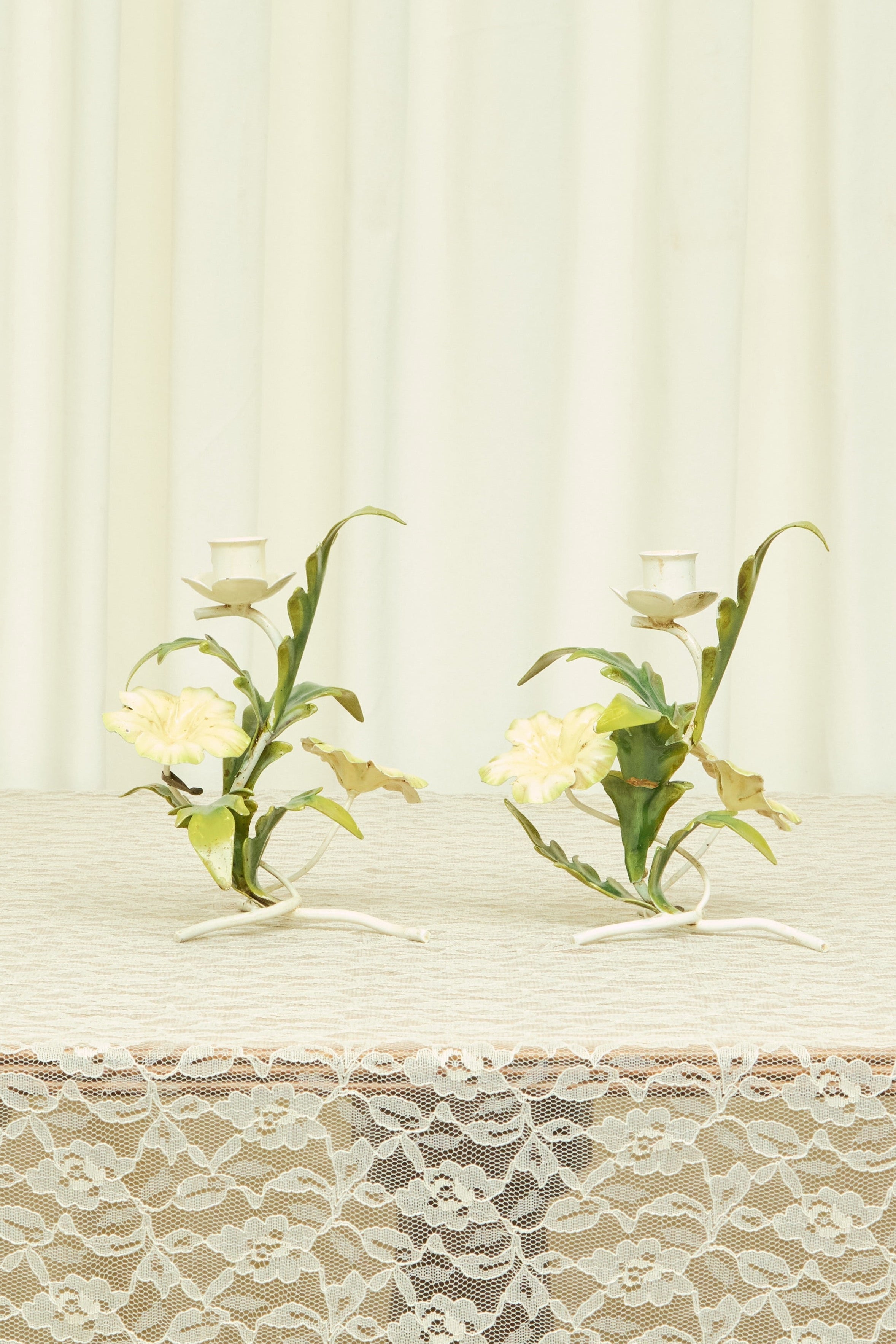 Vintage Flower Candle Holders Set/2