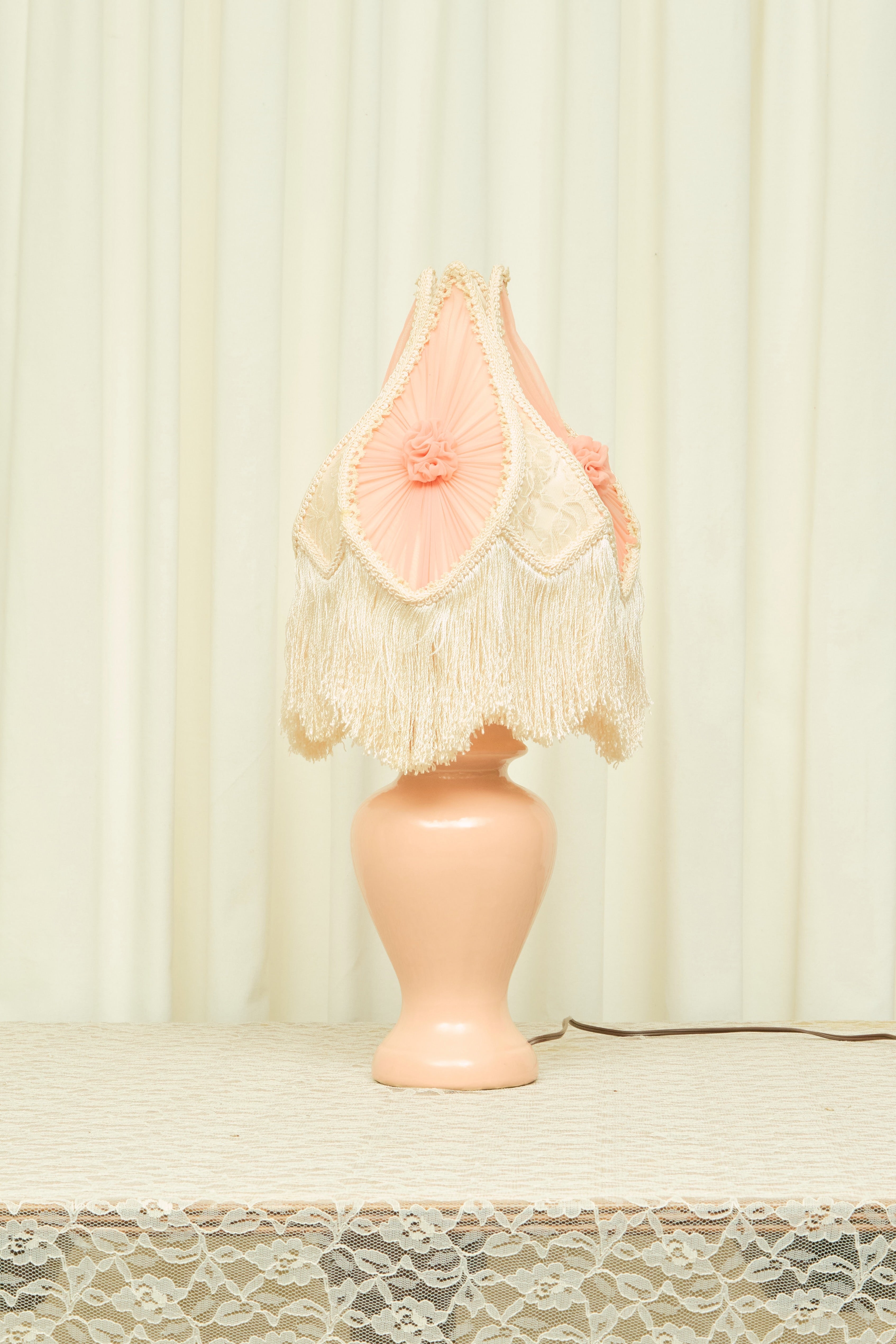 Vintage Lamp w/ Dramatic Fringe Shade