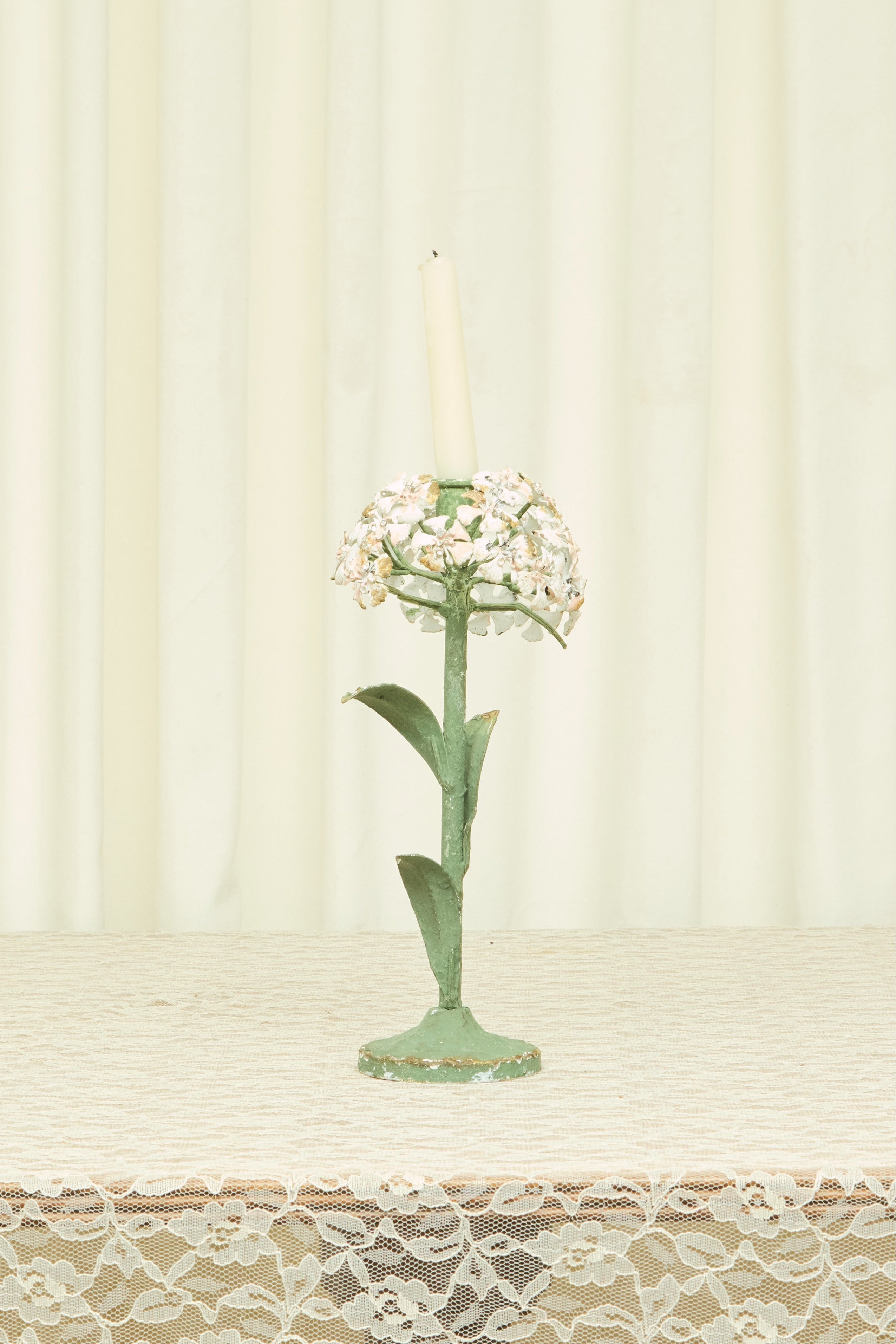 Vintage Metal Hydrangea Candle Holder
