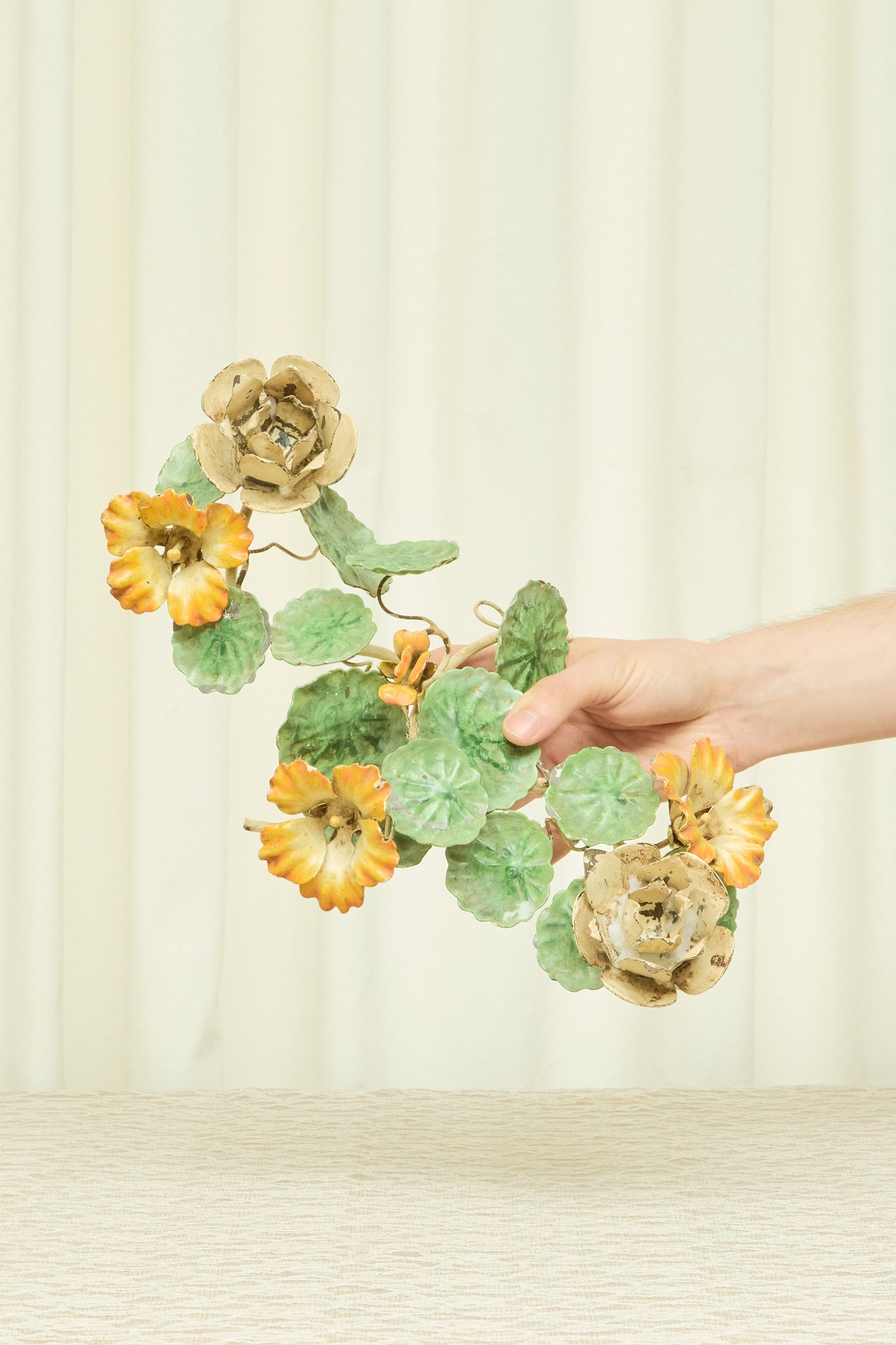 Vintage Metal Nasturtium Candle Holder