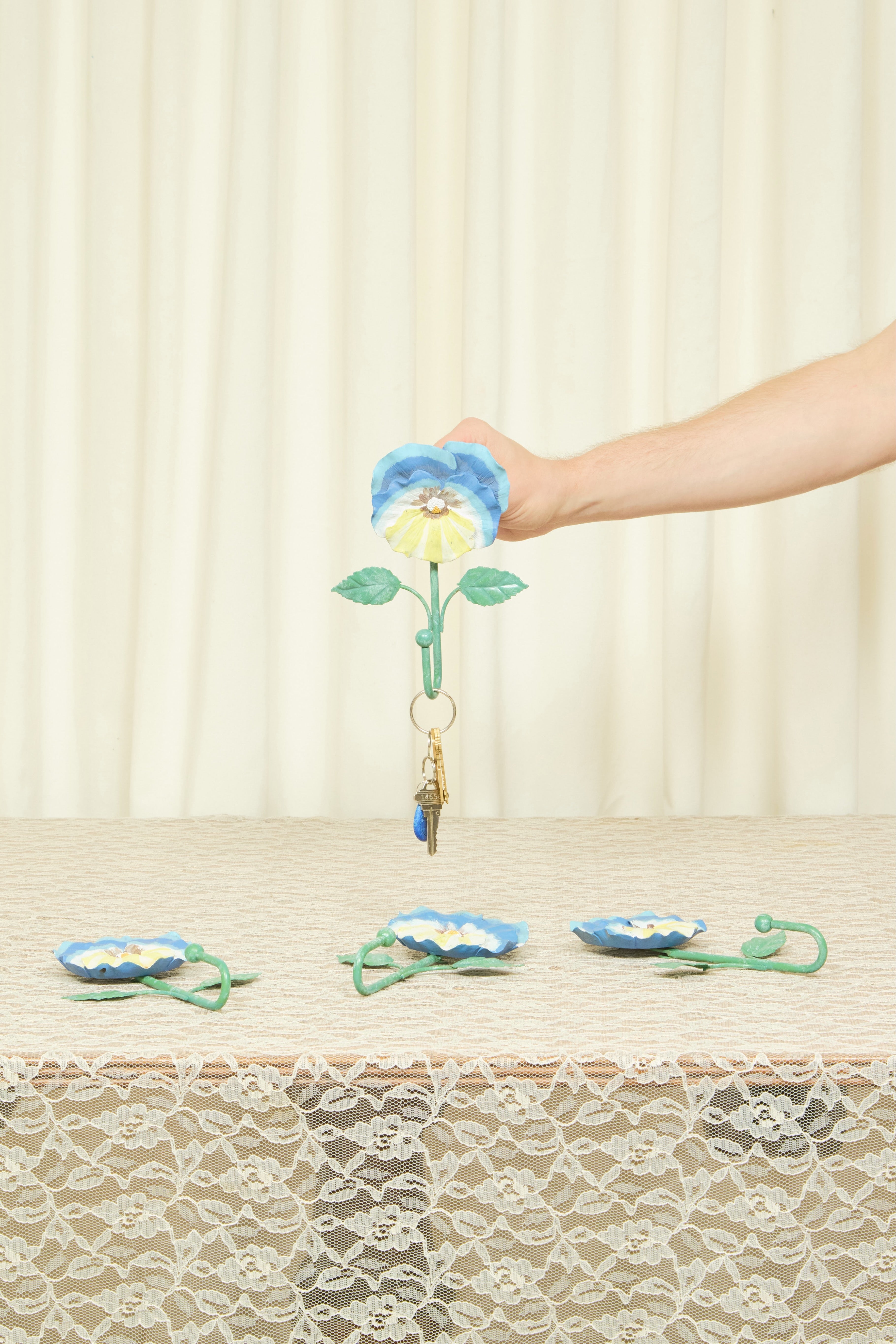 Vintage Painted Pansy Hooks