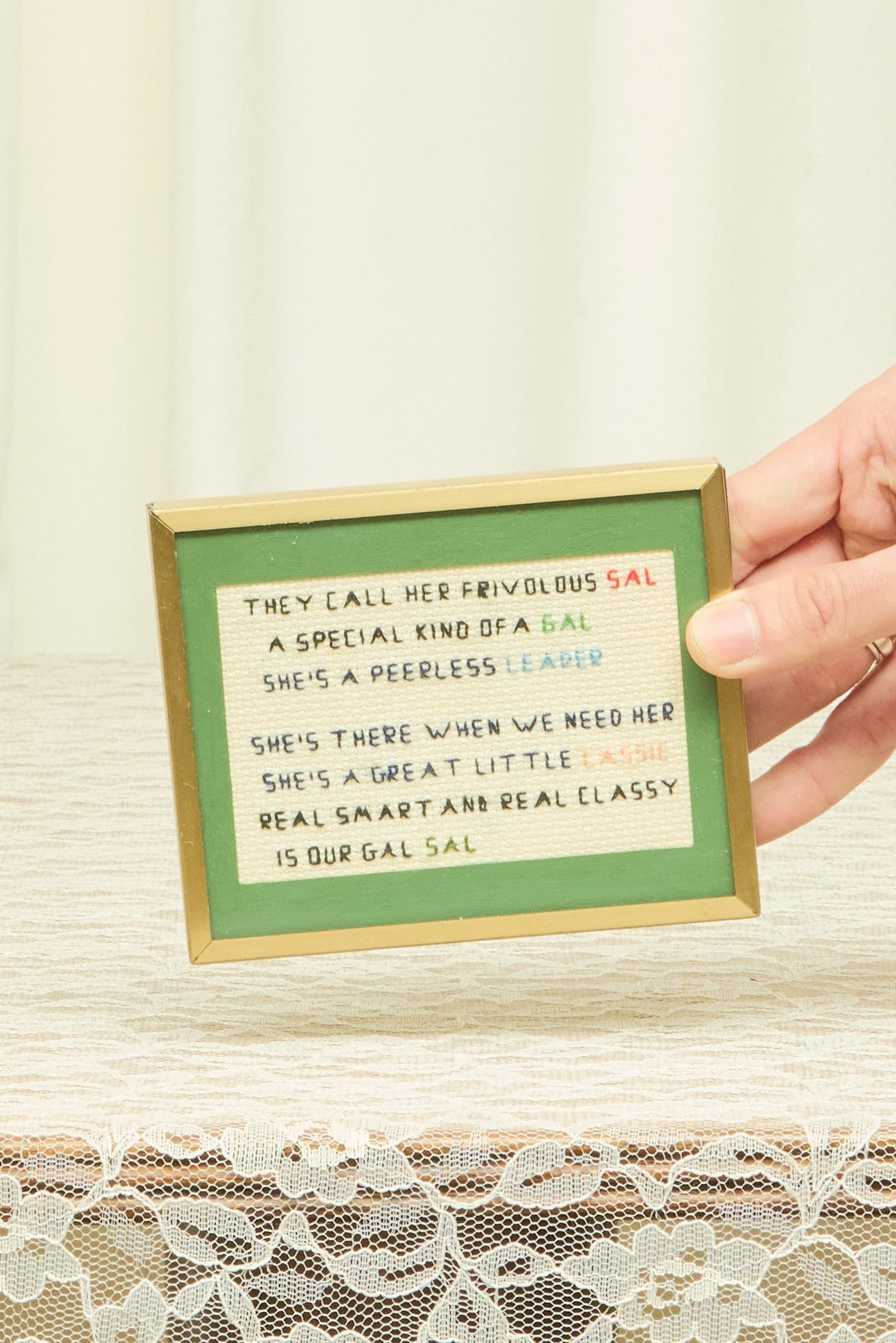 Vintage "Sal" Framed Cross Stitch