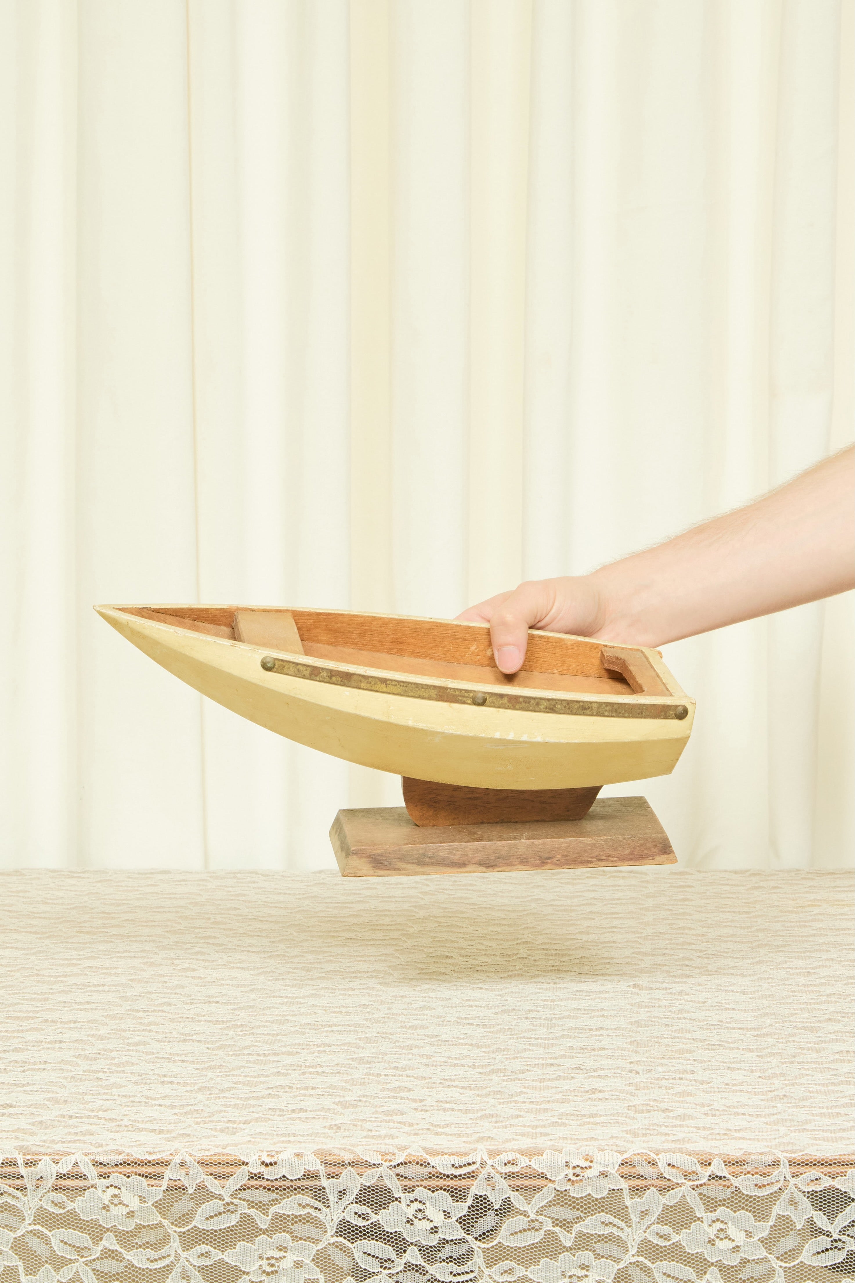Vintage Wooden Boat Bowl