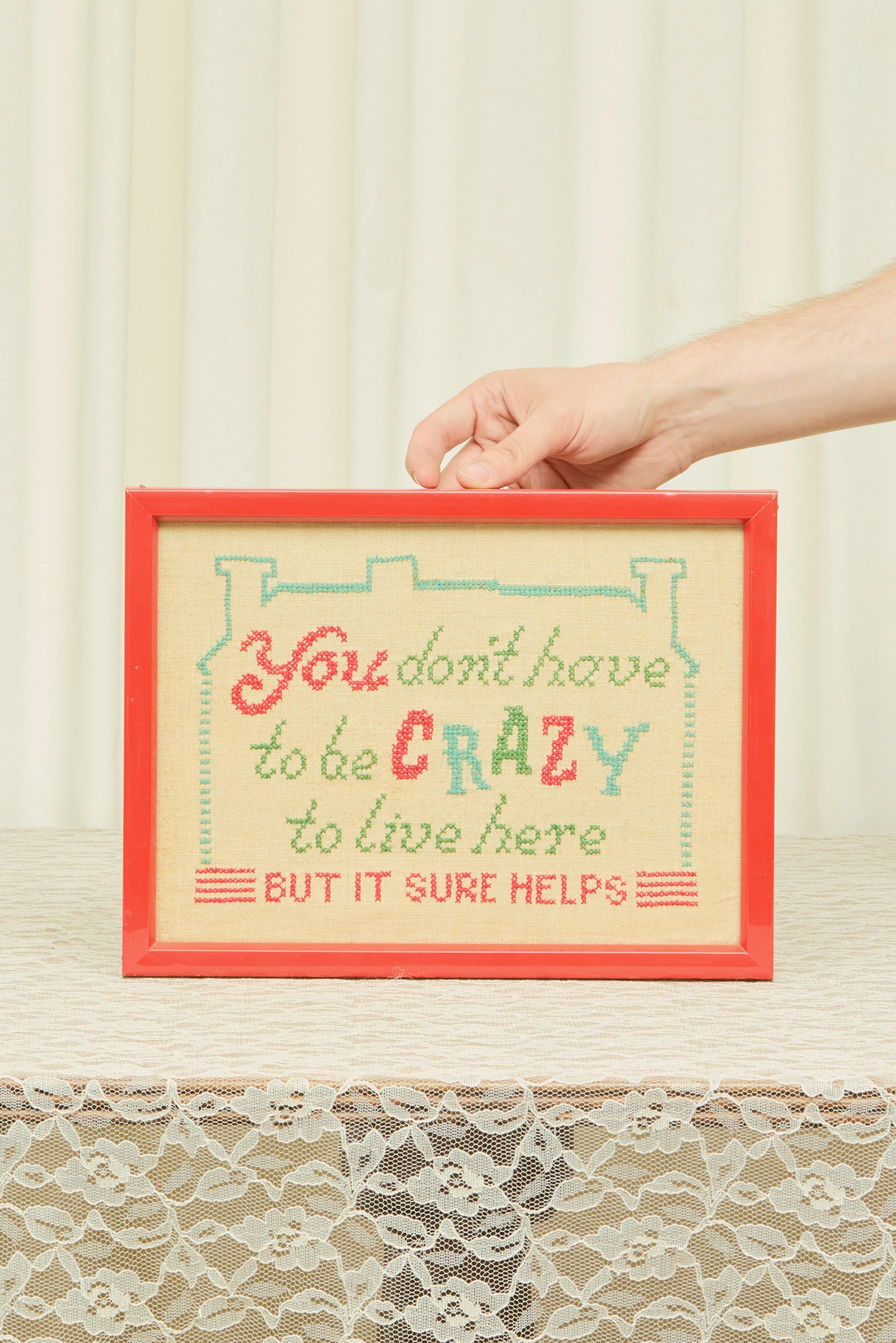 Vintage "You Don't Have to be Crazy" Cross Stitch