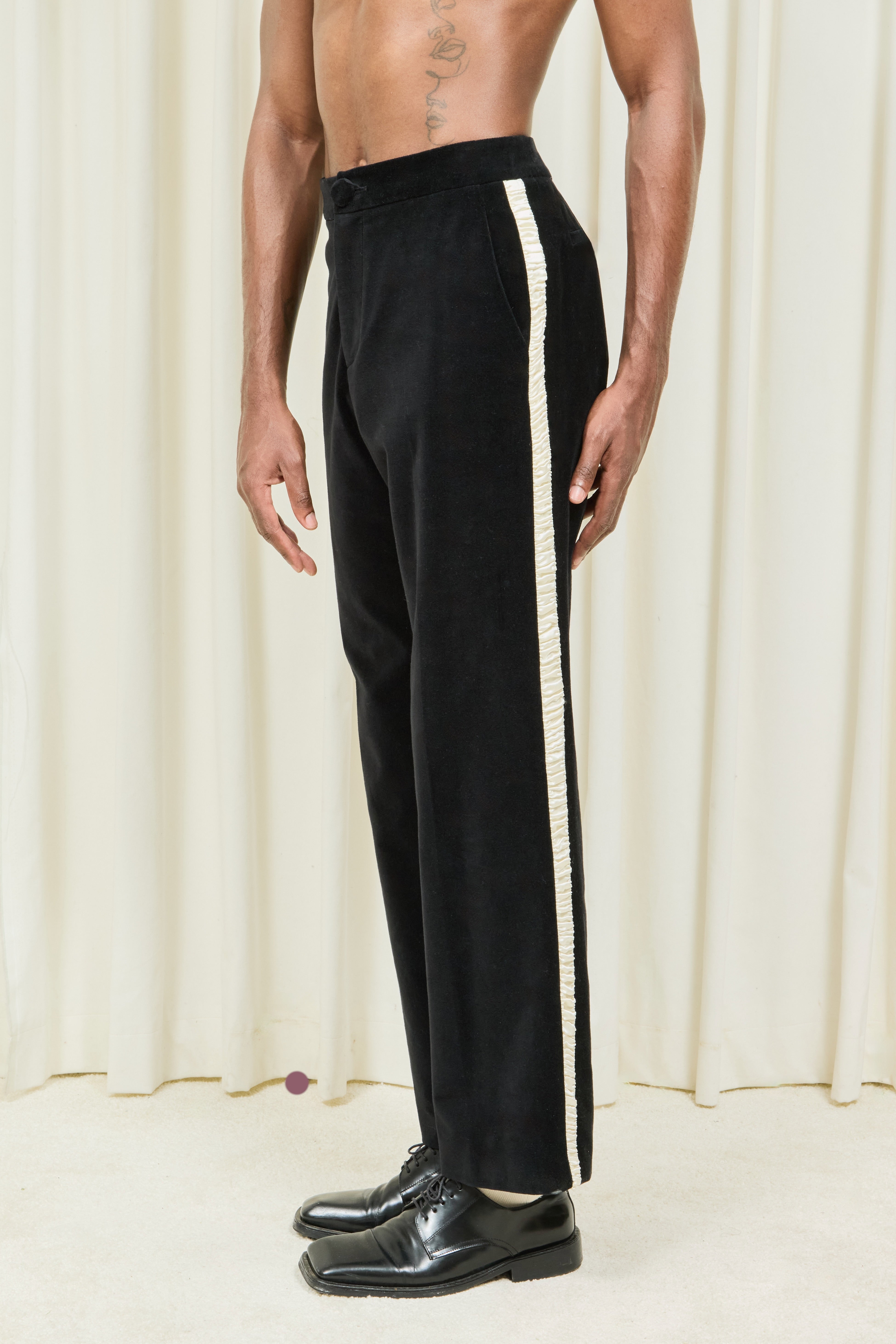 Willie Ruched Stripe Velvet Trouser