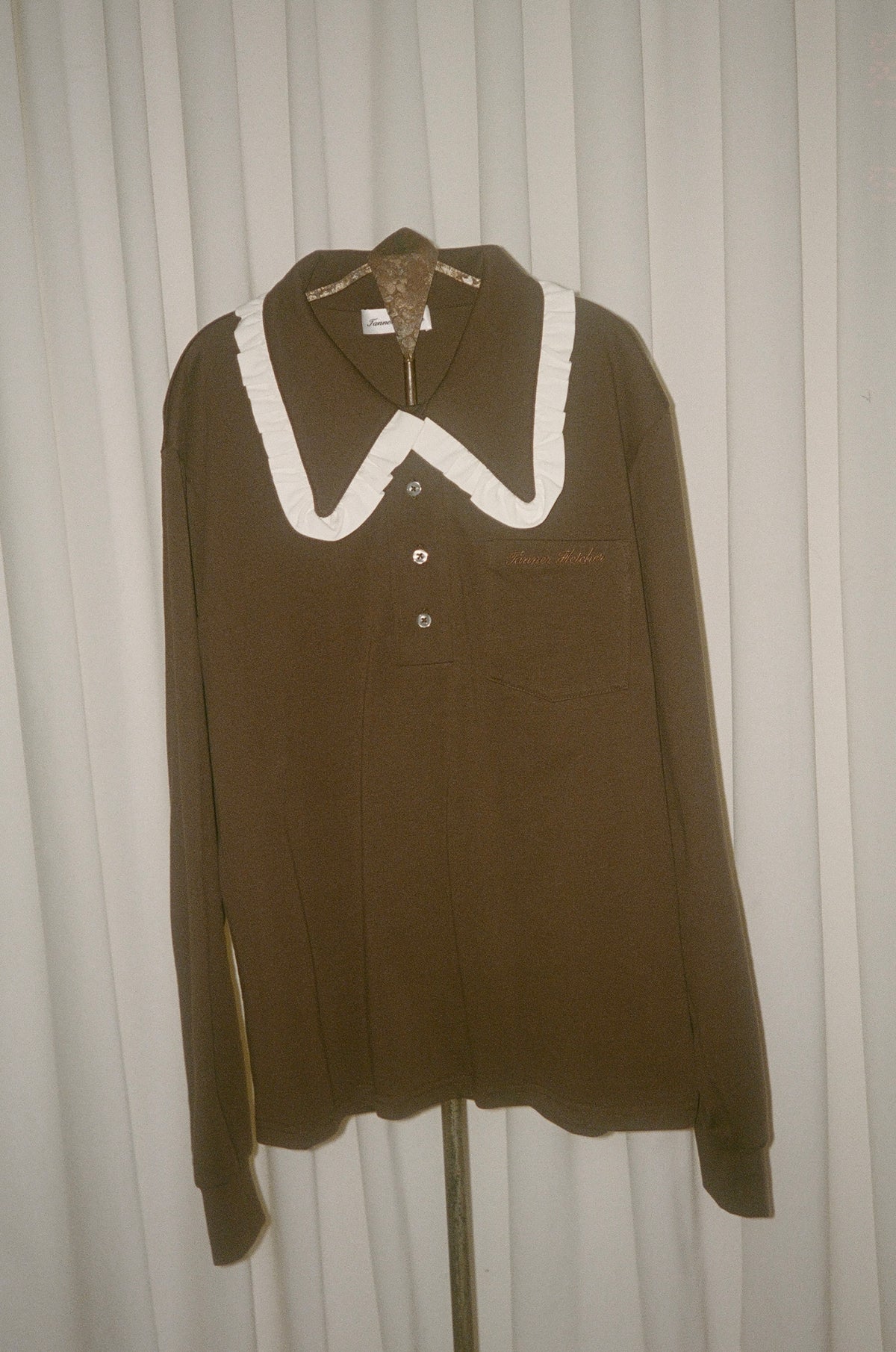 Frank Ruffle Collar Long Sleeve Polo