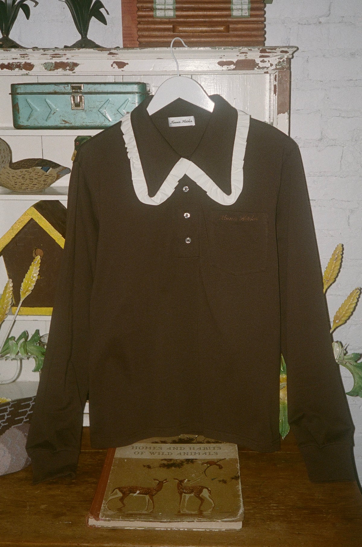 Frank Ruffle Collar Long Sleeve Polo