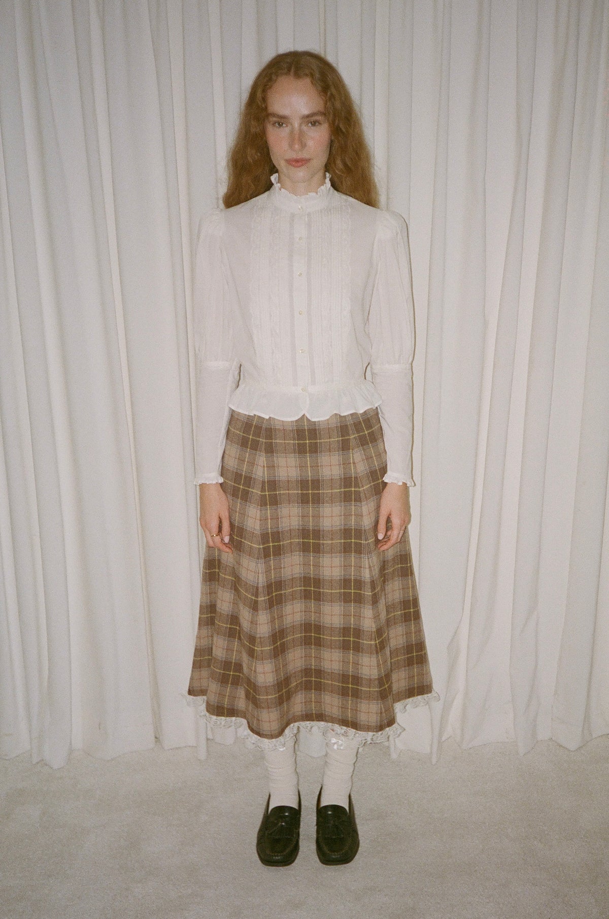 Wilma Plaid Flannel Midi Skirt