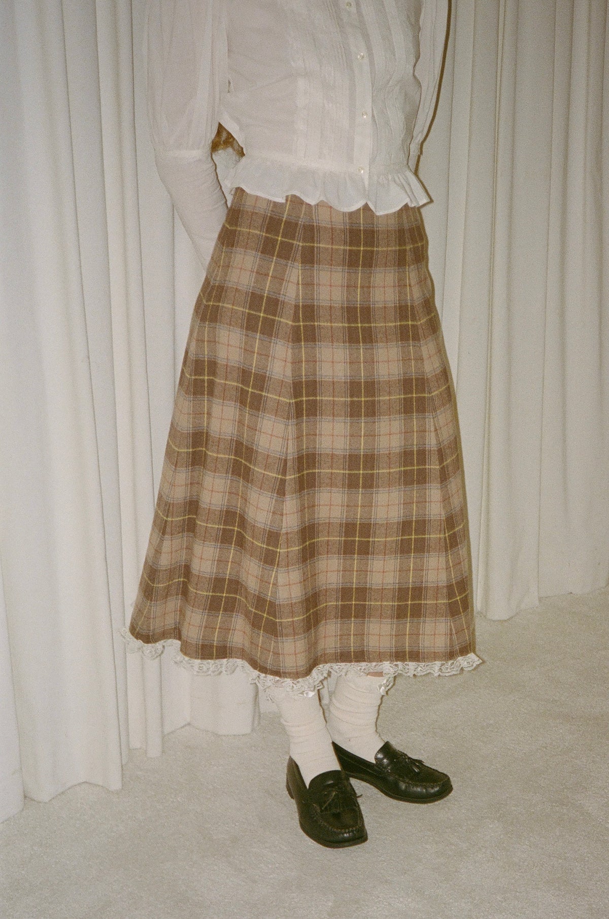 Wilma Plaid Flannel Midi Skirt