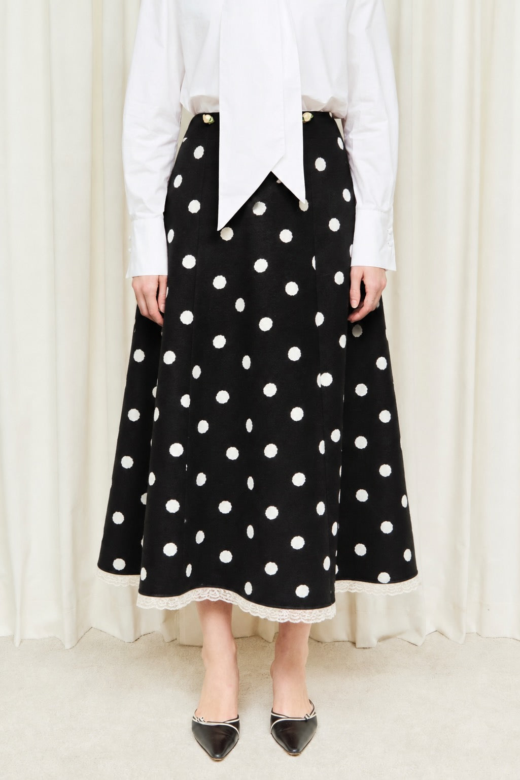 Wilma Polkadot Midi Skirt
