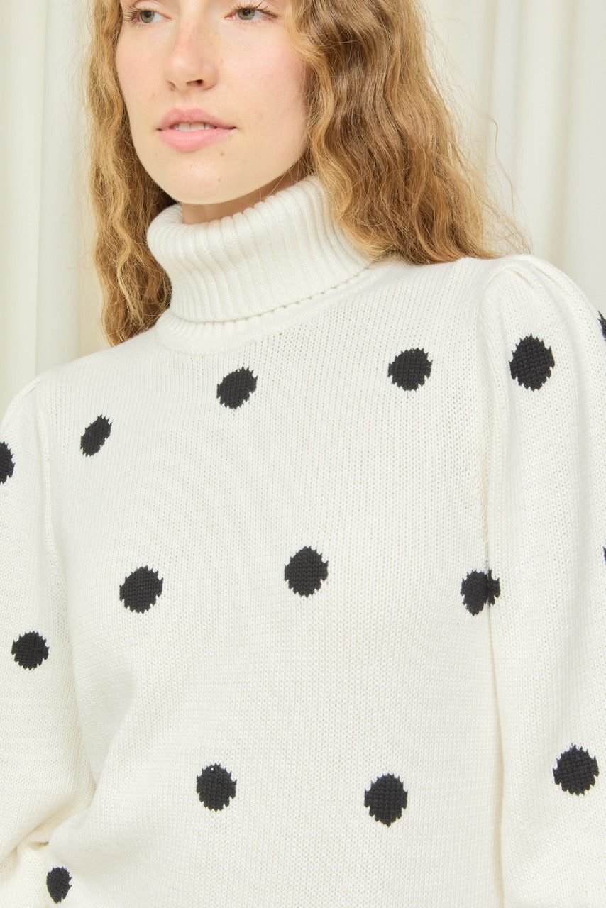 Fannie Puff Sleeve Polkadot Sweater