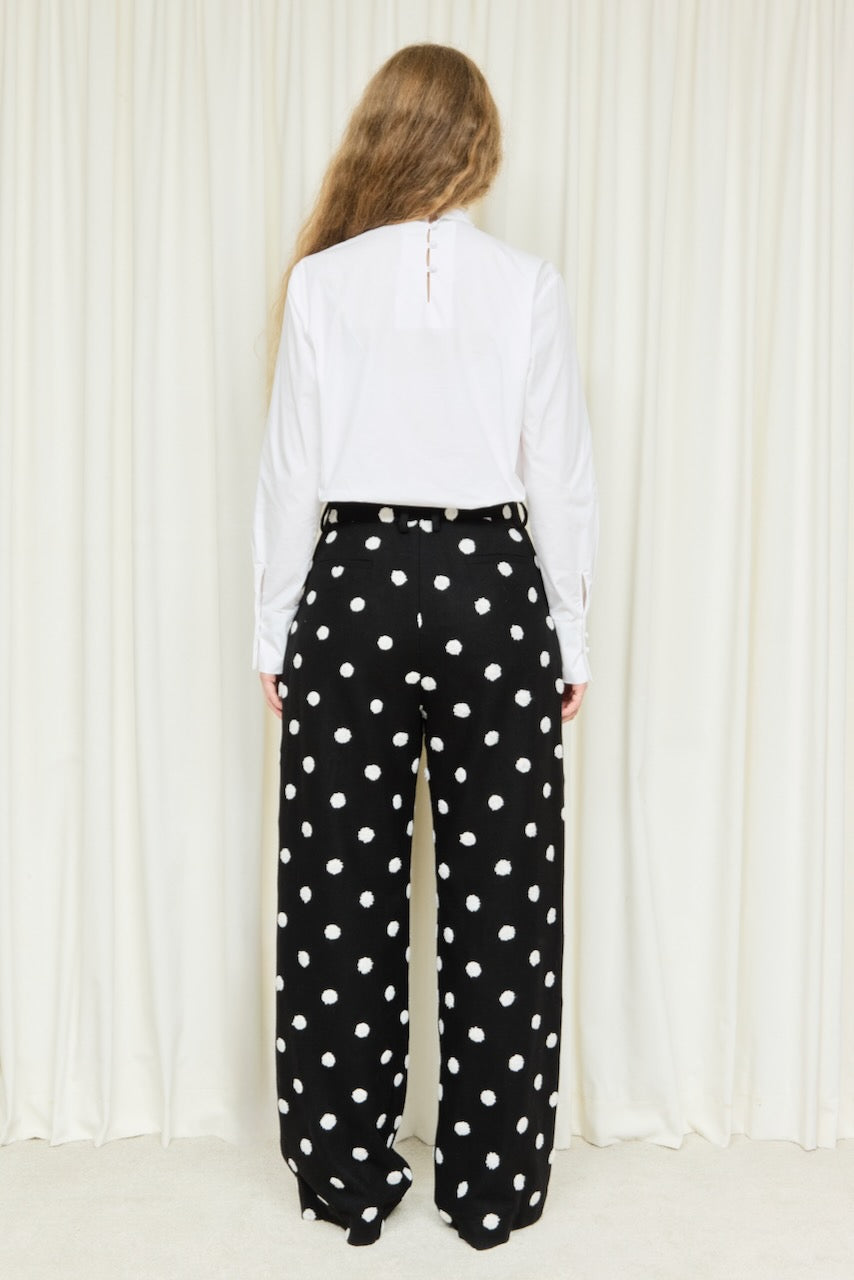 Eddie Raised Polkadot Pleated Trouser