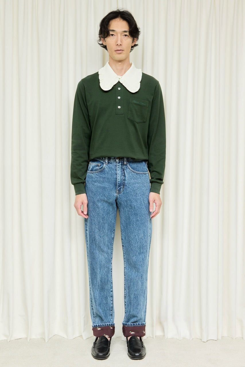 Frank Ruffle Collar Long Sleeve Polo