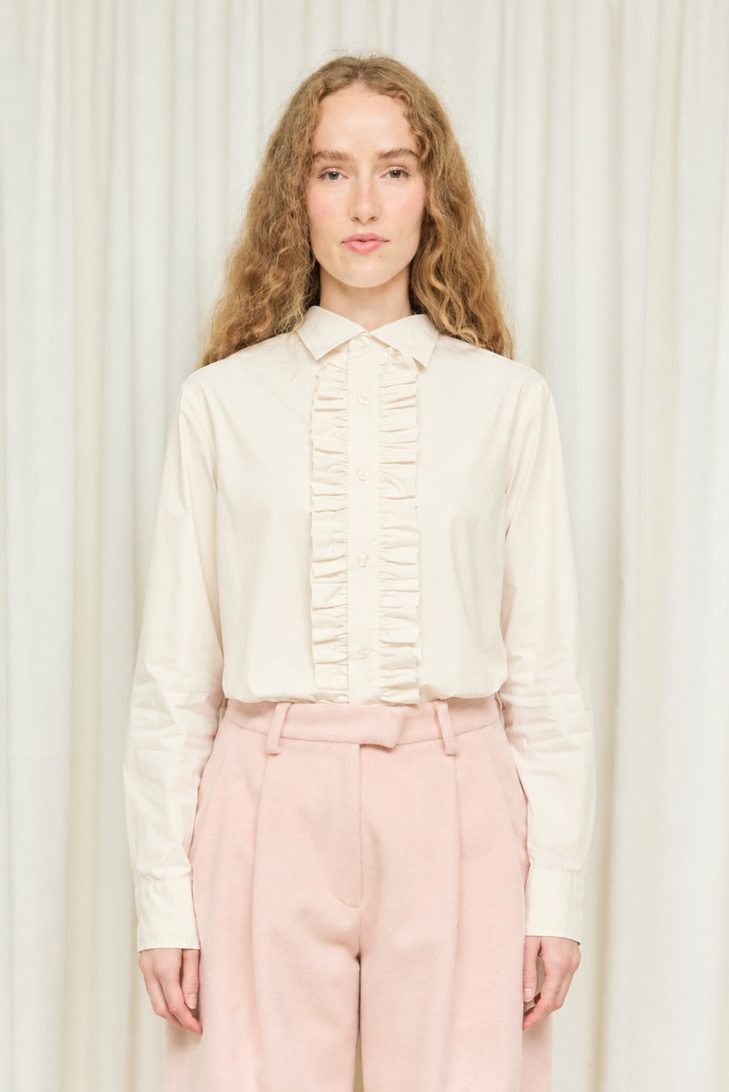 Freddie Ruffle Placket Button Down Shirt