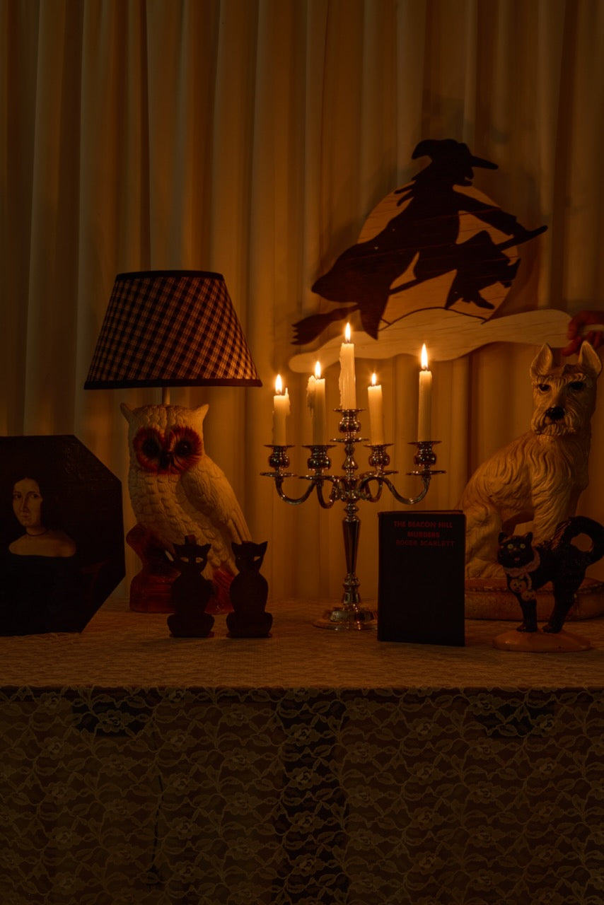 Vintage Forged Cat Candle Holders Set/2