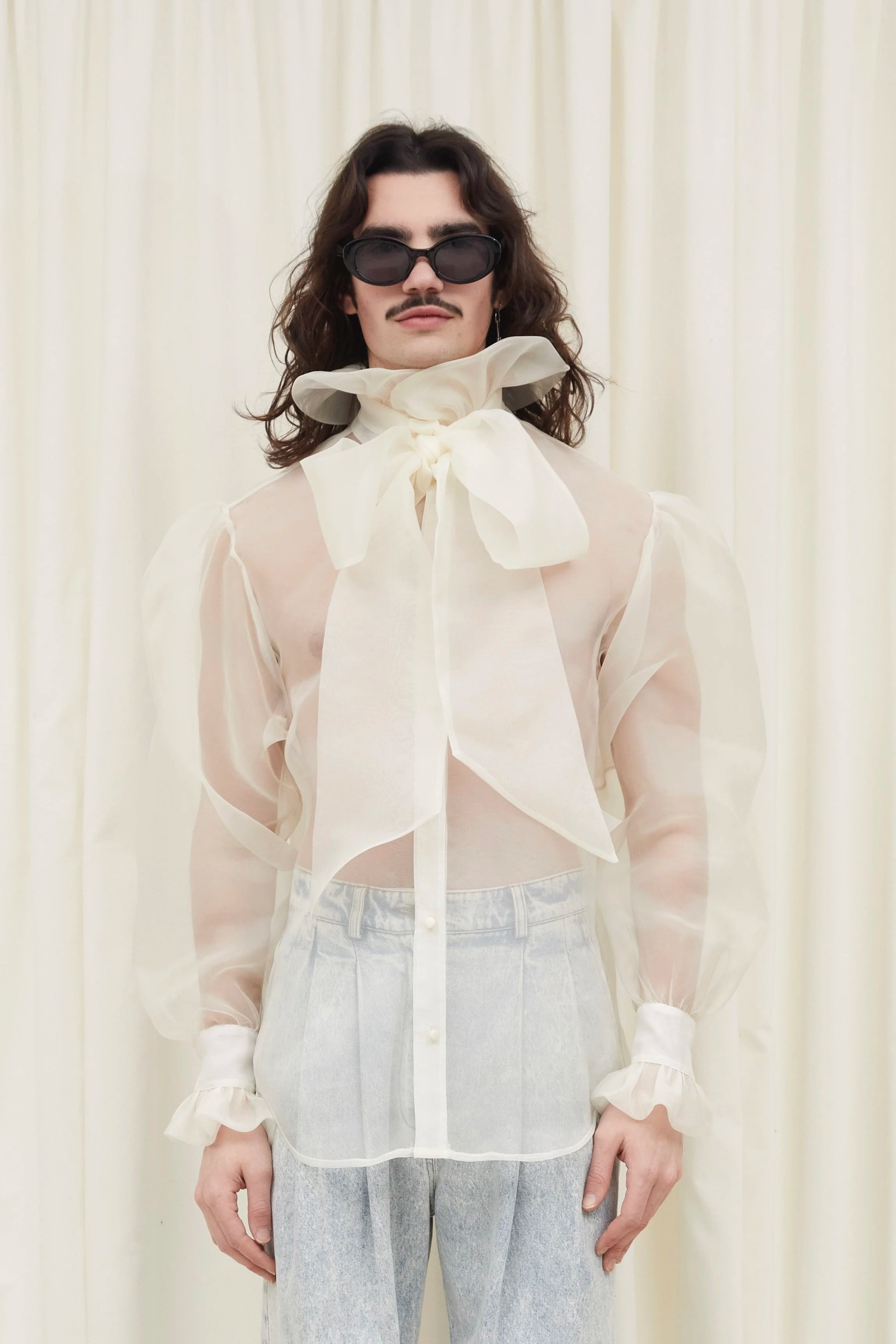 Simone Sheer Organza Pussybow Blouse